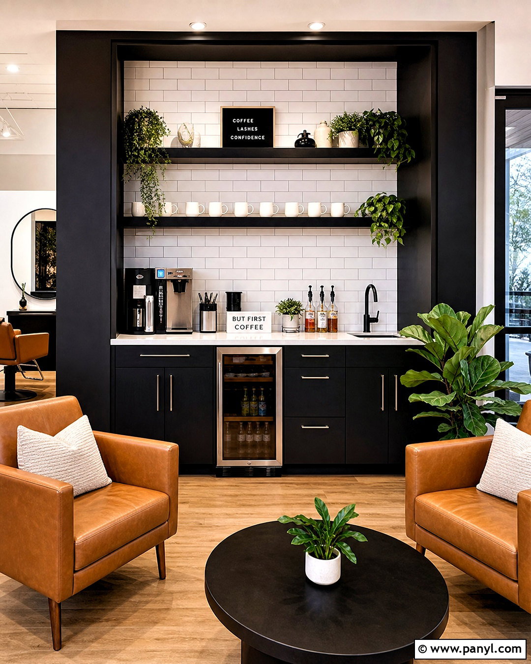 Black Salon Coffee Bar - 20 salon coffee bar ideas