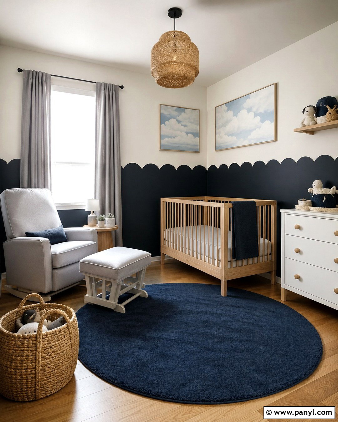 Black Scalloped Wall Nursery - 20 Black Accent Wall Nursery Boy Ideas
