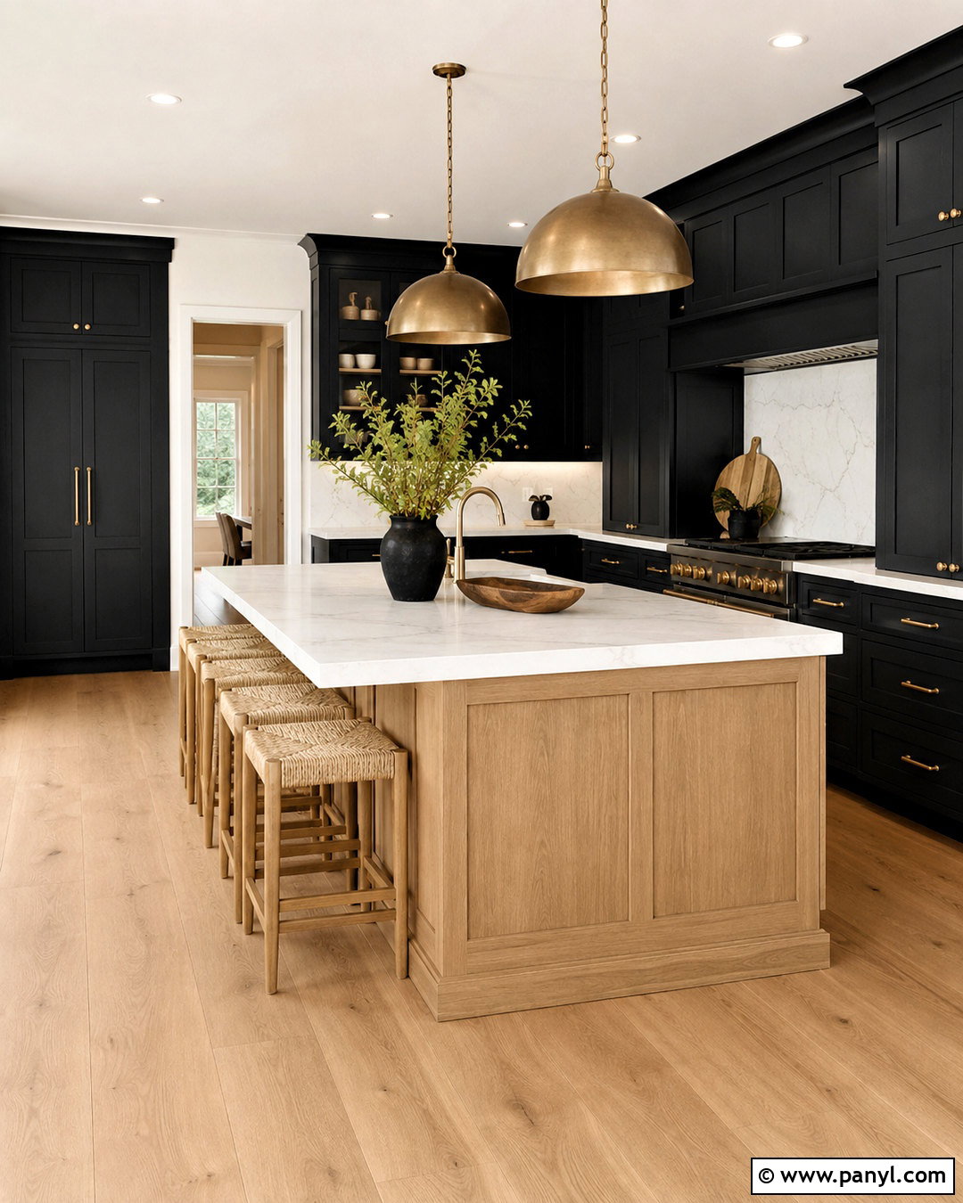 Black Shaker Cabinets With Wood Island - 20 black wood kitchen ideas