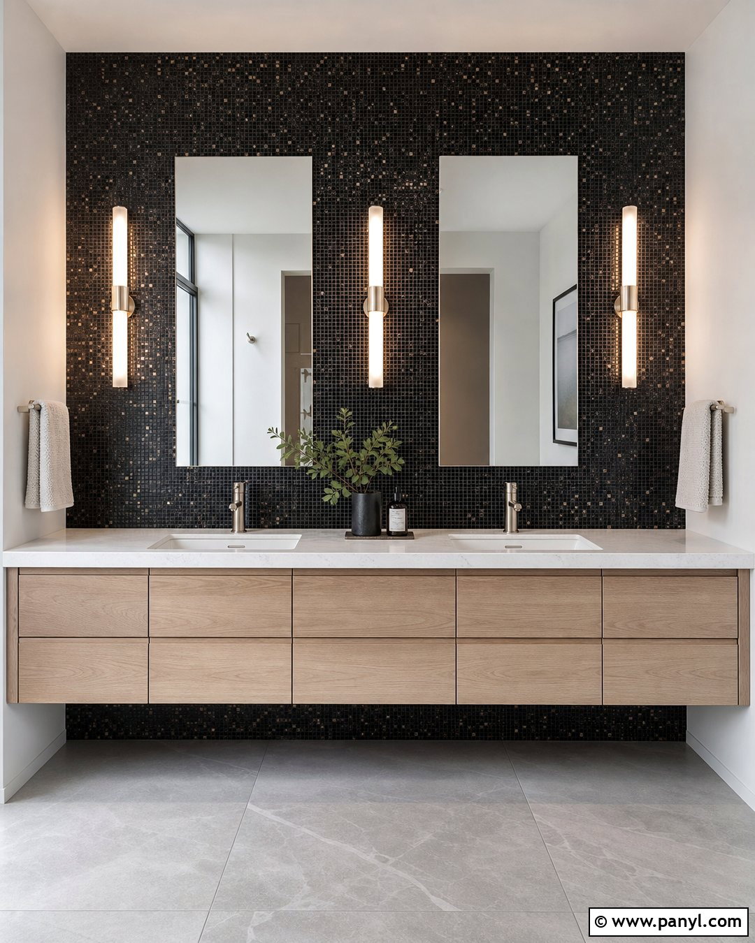 Black Shimmer Bathroom Vanity Wall - 35 black shimmer wall ideas