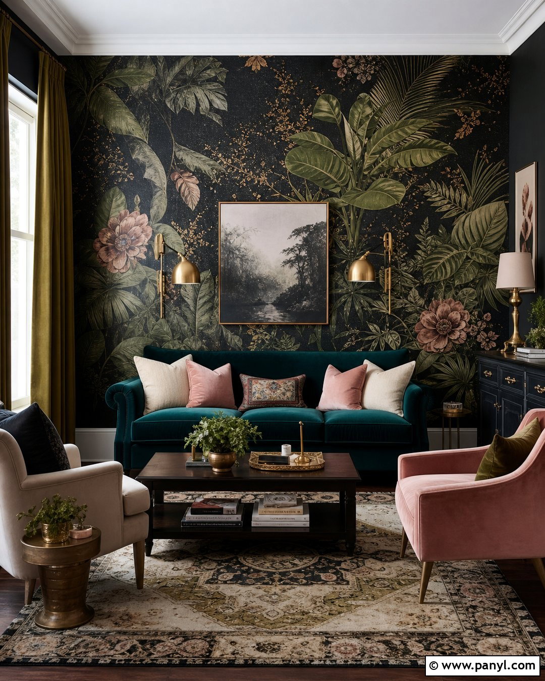 Black Shimmer Botanical Wall - 35 black shimmer wall ideas
