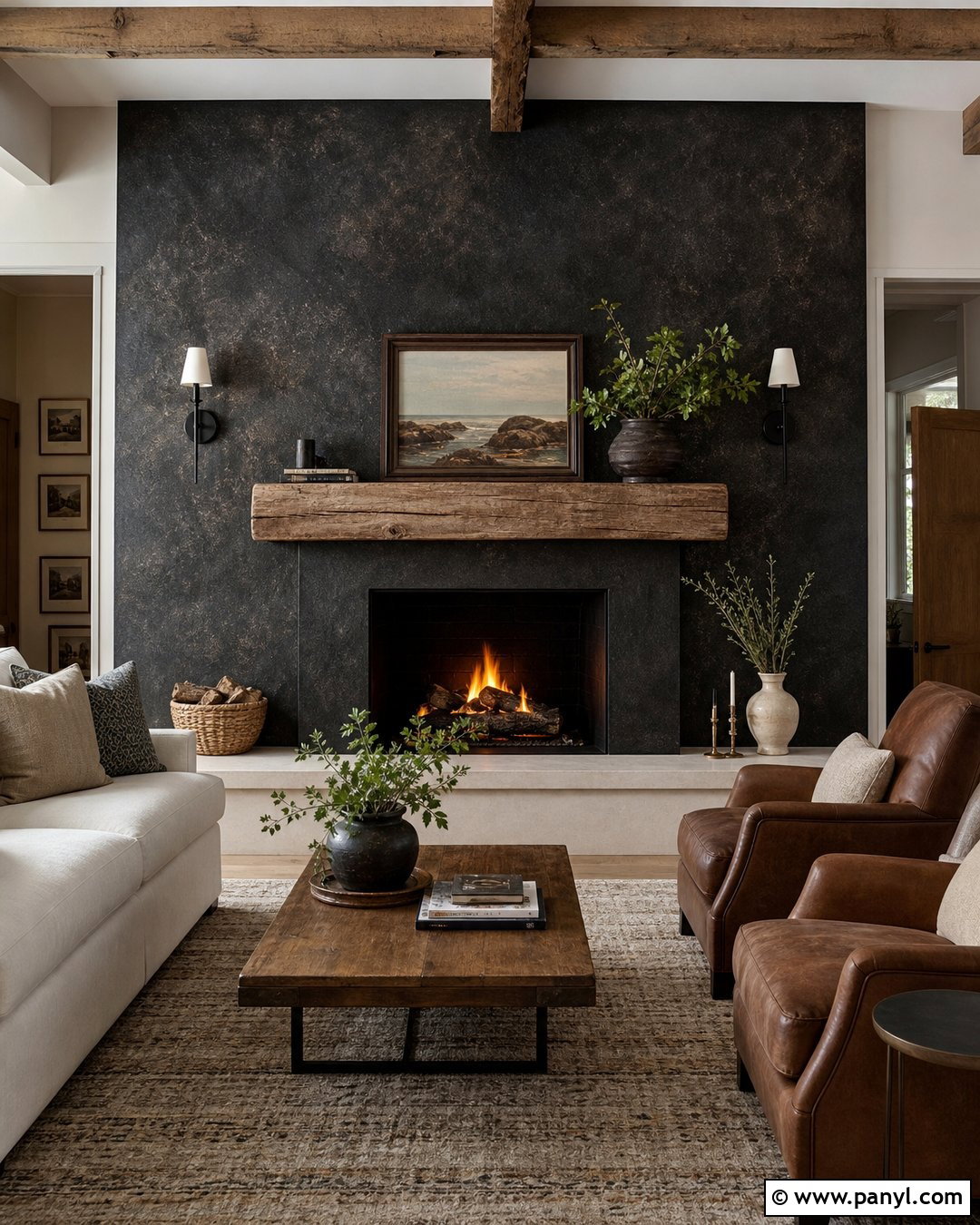 Black Shimmer Fireplace Wall - 35 black shimmer wall ideas