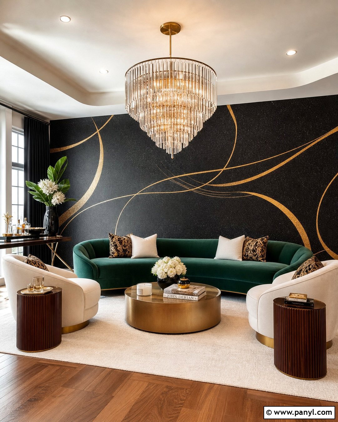 Black Shimmer Glam Living Room Wall - 35 black shimmer wall ideas