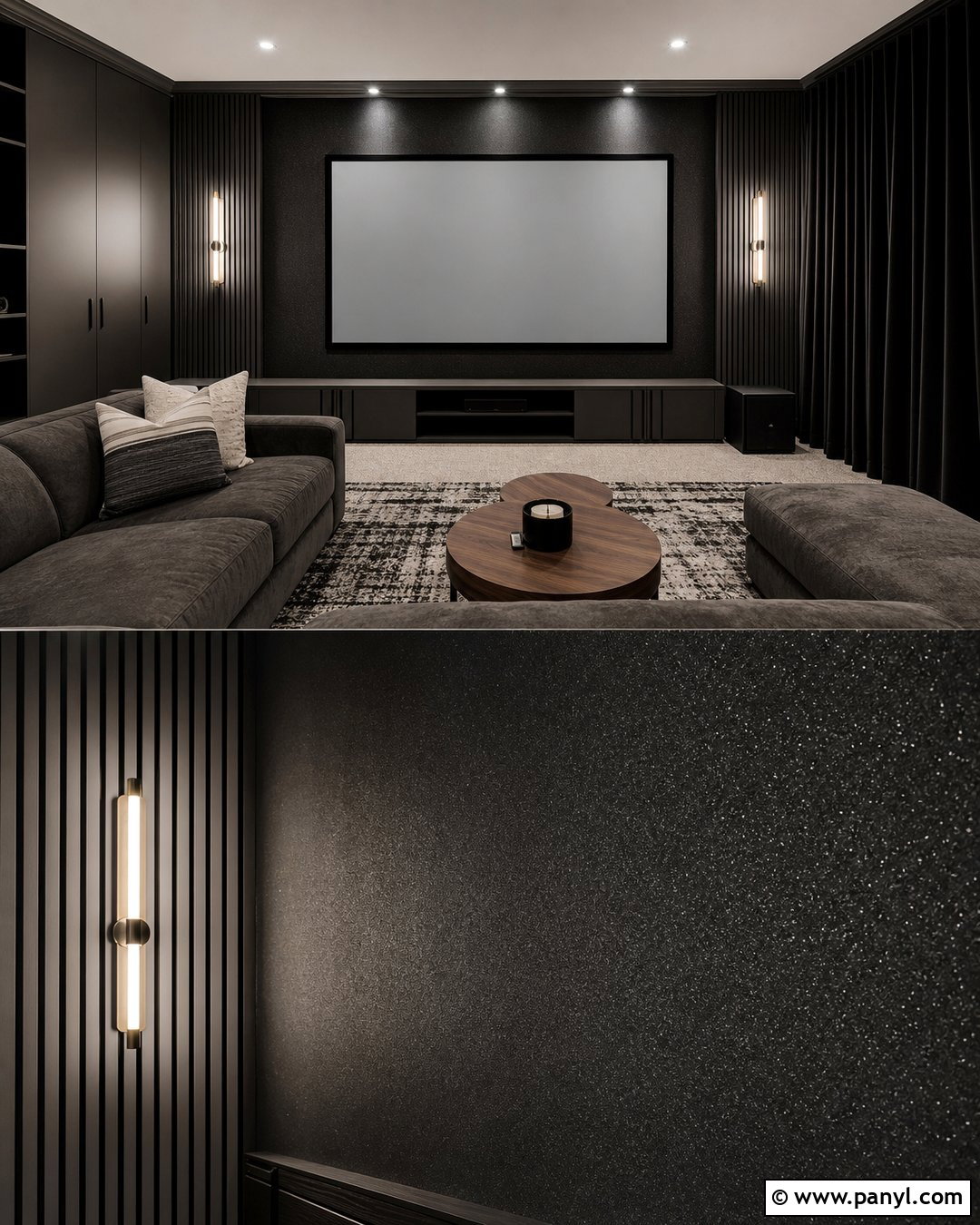 Black Shimmer Media Room Wall - 35 black shimmer wall ideas