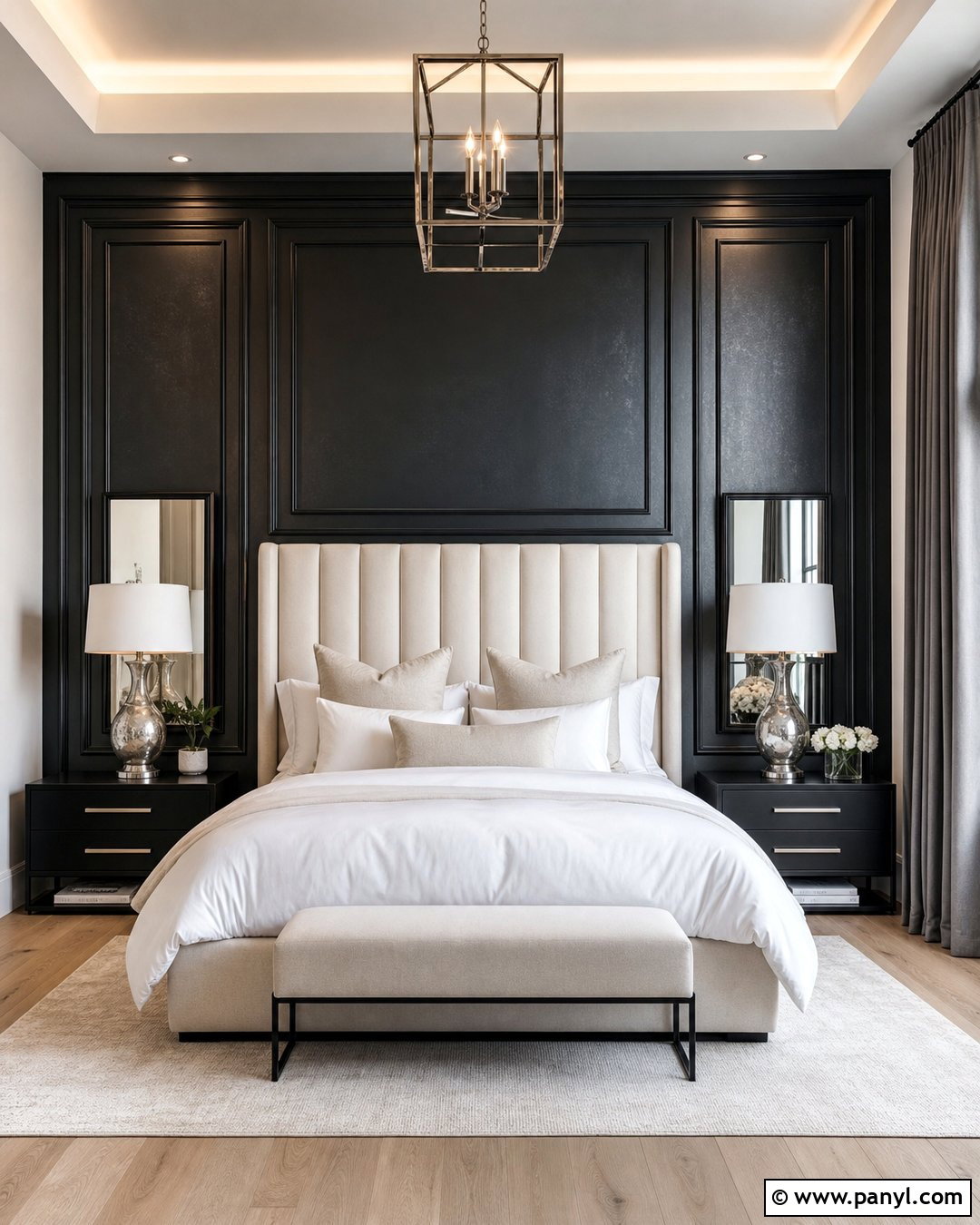 Black Shimmer Paneled Wall - 35 black shimmer wall ideas
