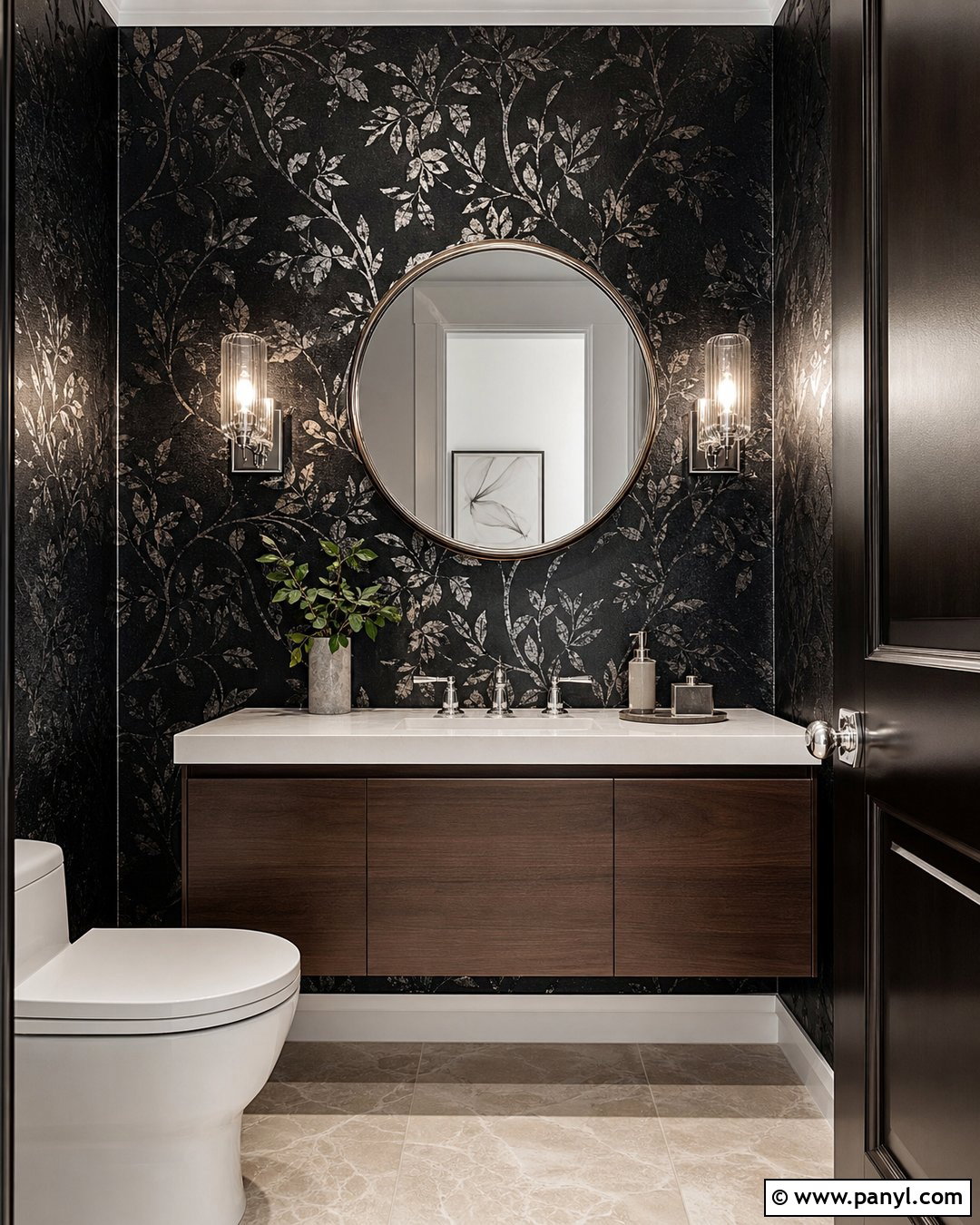 Black Shimmer Powder Room Wall - 35 black shimmer wall ideas