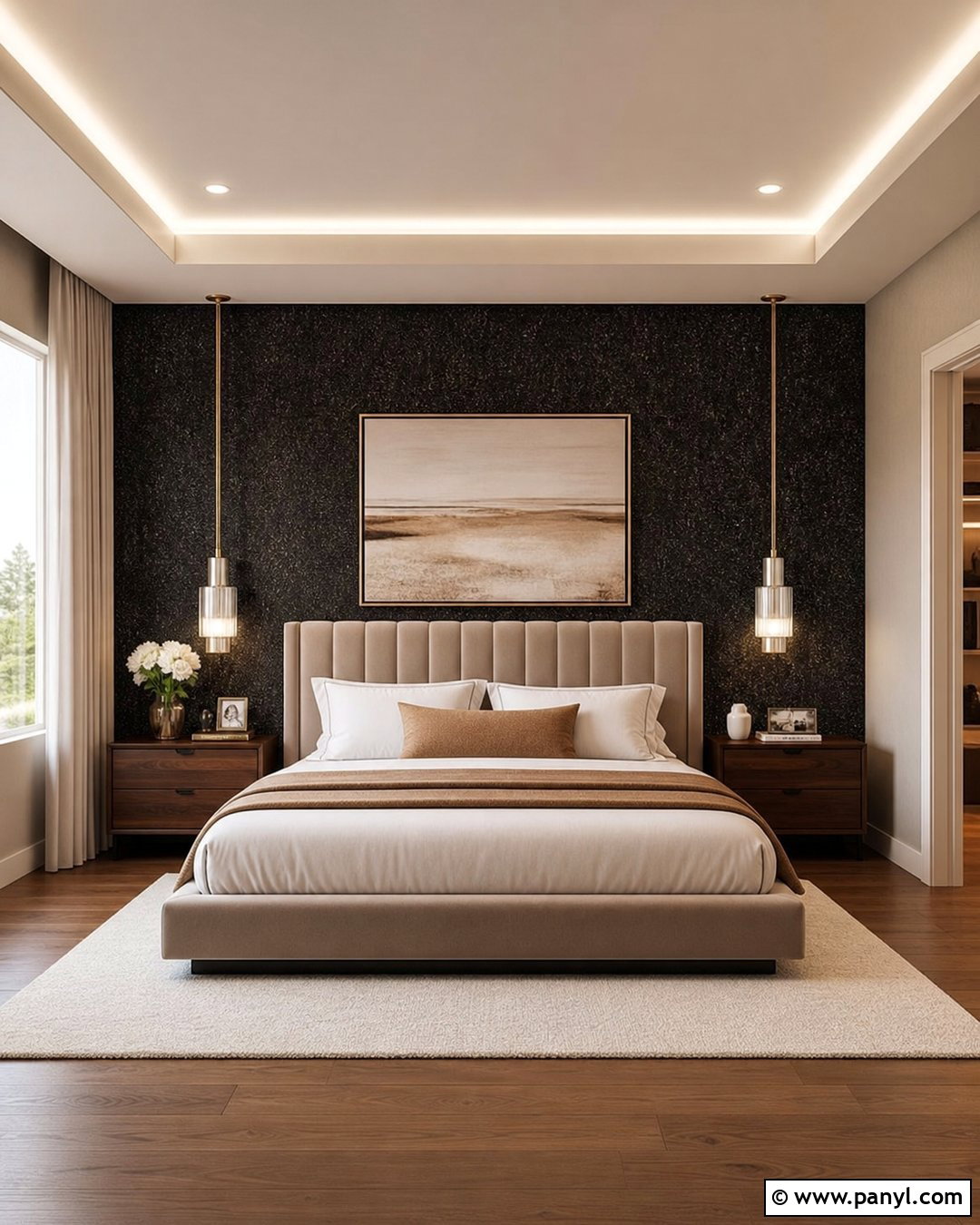 Black Shimmer Primary Bedroom Wall - 35 black shimmer wall ideas
