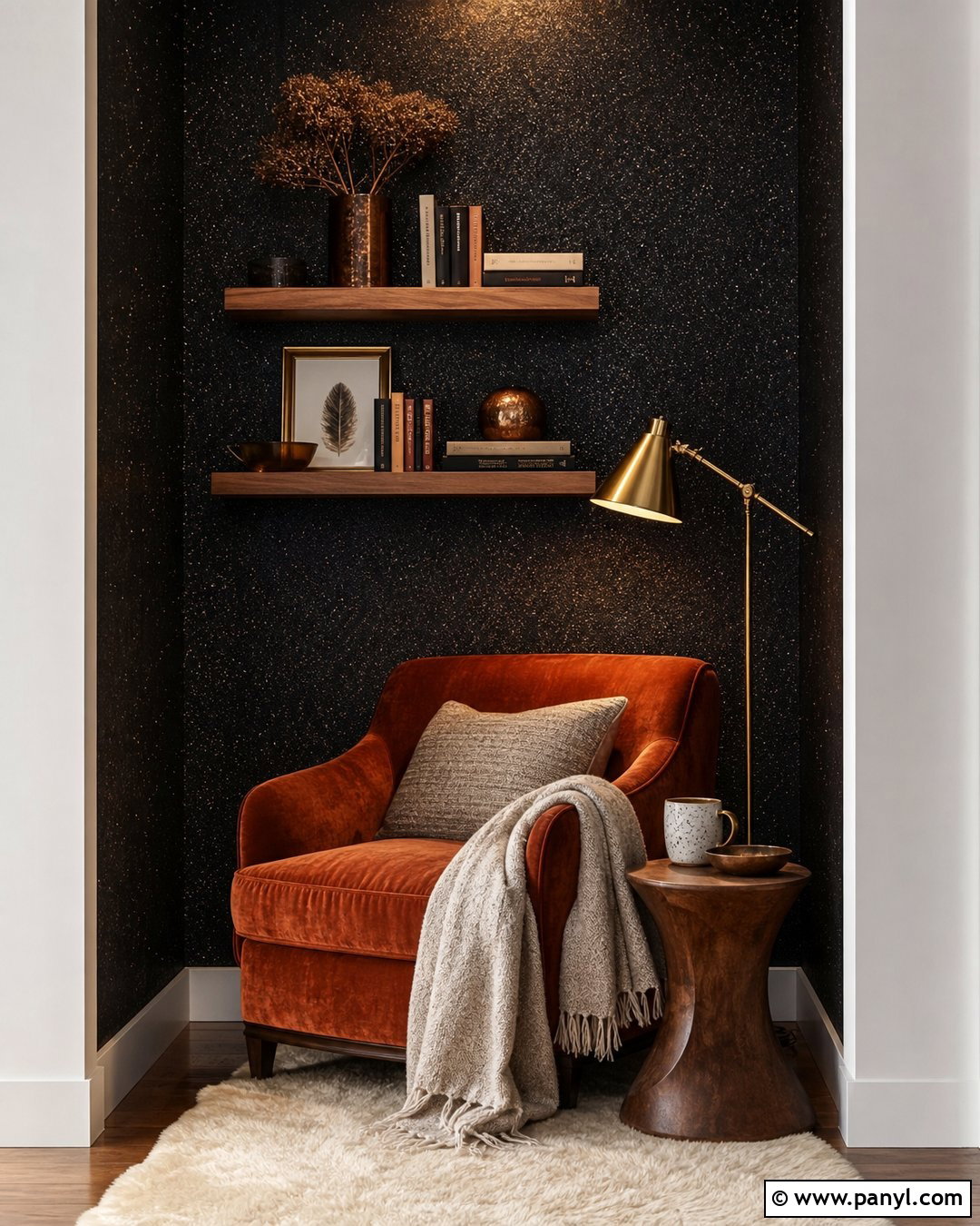 Black Shimmer Reading Nook Wall - 35 black shimmer wall ideas