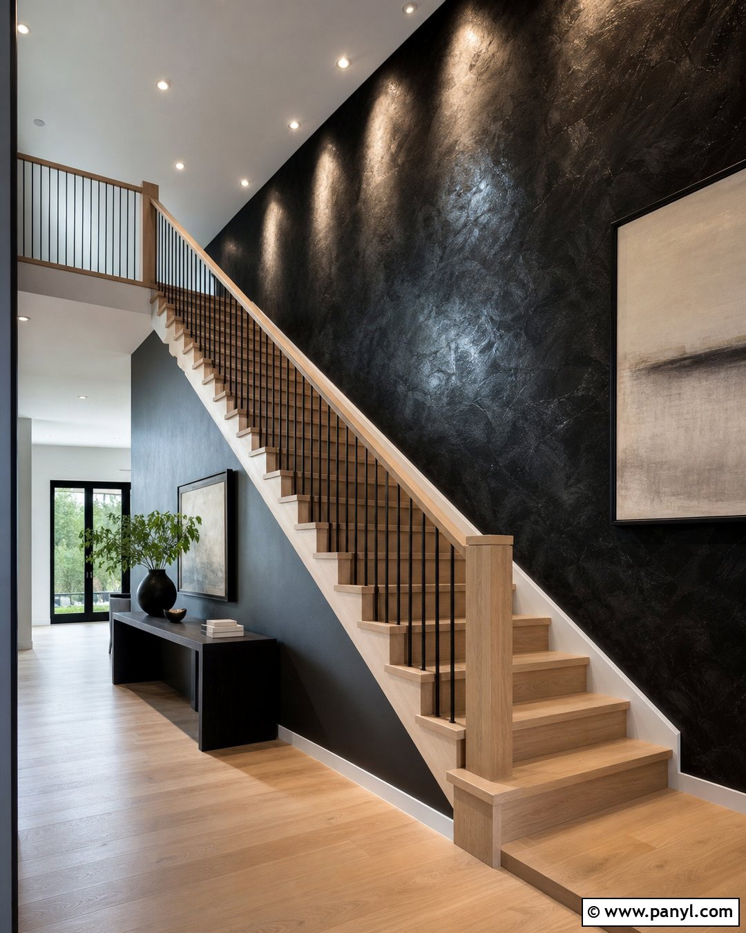 Black Shimmer Staircase Wall - 35 black shimmer wall ideas