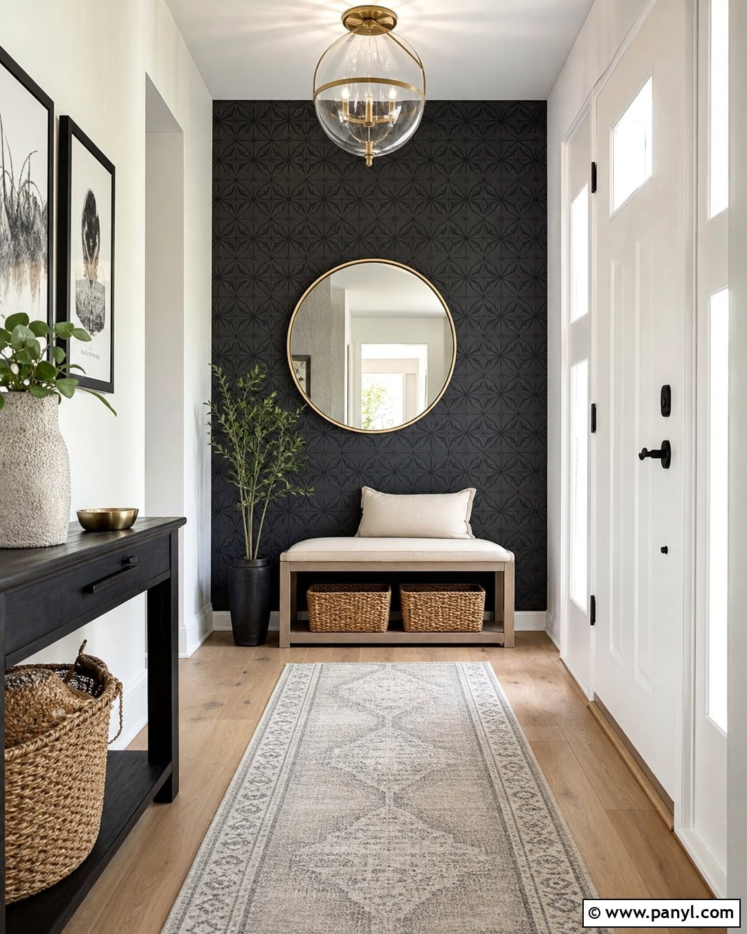 Black Shimmer Stenciled Wall - 35 black shimmer wall ideas