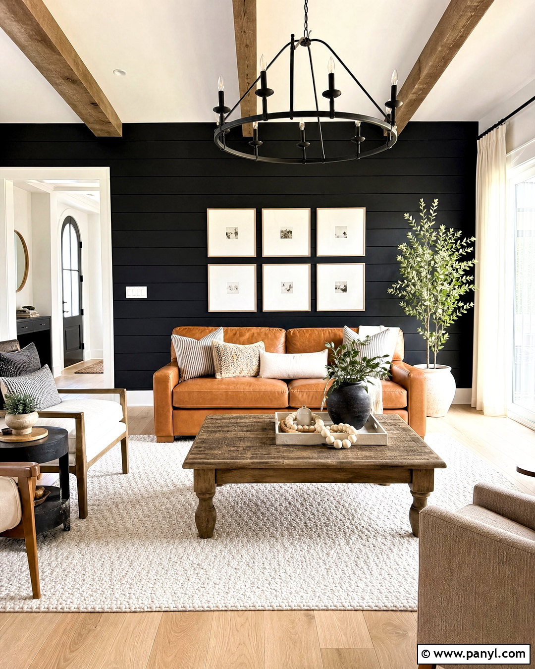 Black Shiplap Accent Wall - 20 modern farmhouse accent wall ideas