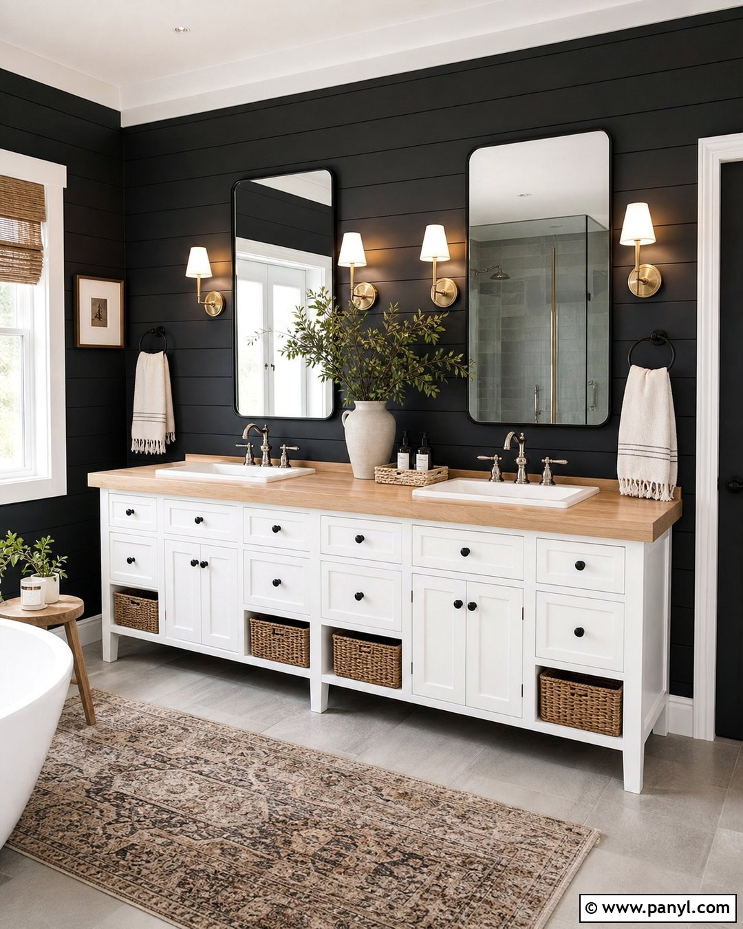Black Shiplap Accent Wall Bathroom - 35 Black Accent Wall Bathroom Ideas