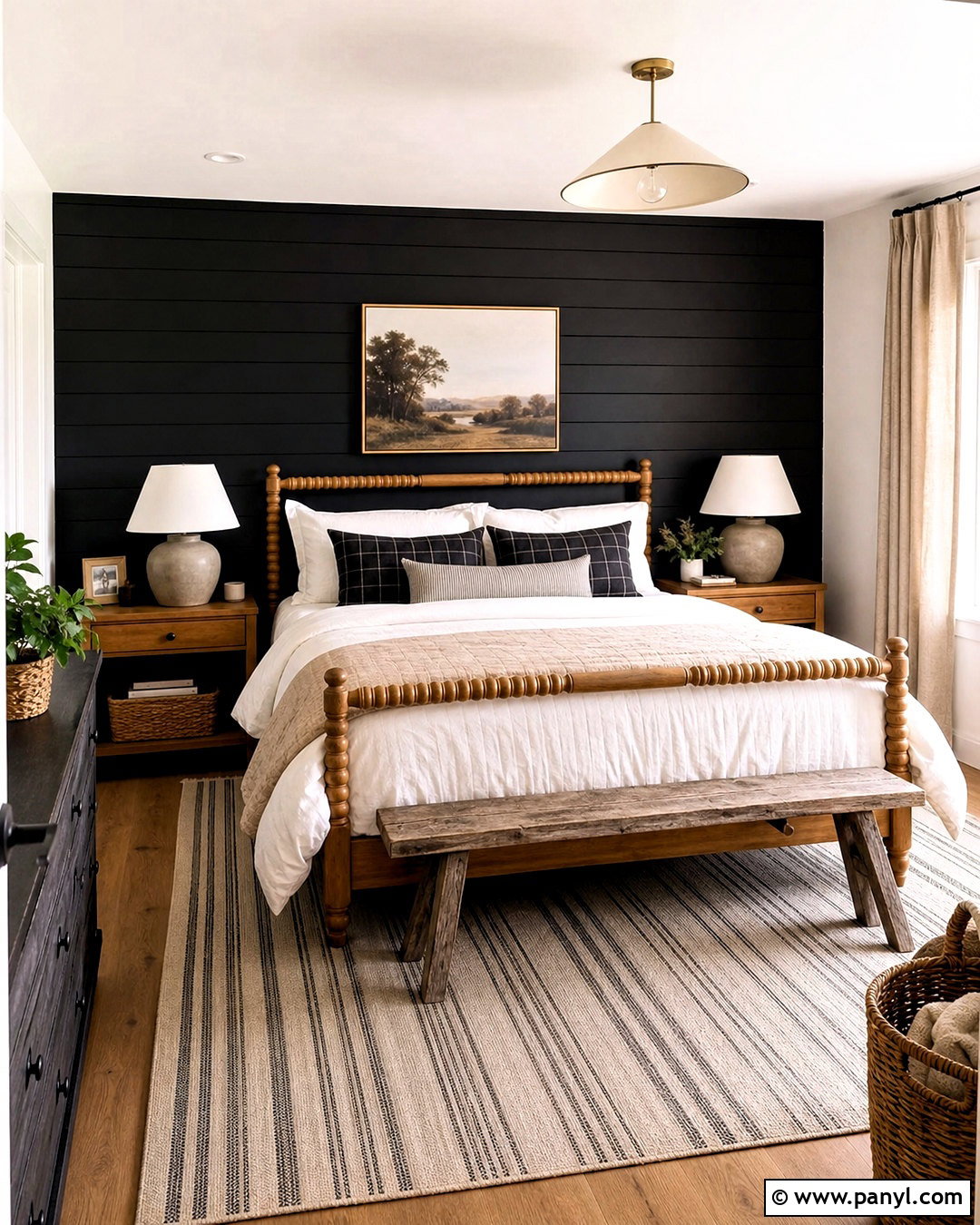 Black Shiplap Accent Wall Bedroom - 20 bedroom with dark accent wall ideas