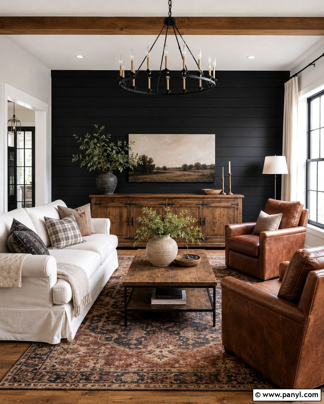 Black Shiplap Accent Wall - 20 Black Accent Wall Family Room Ideas