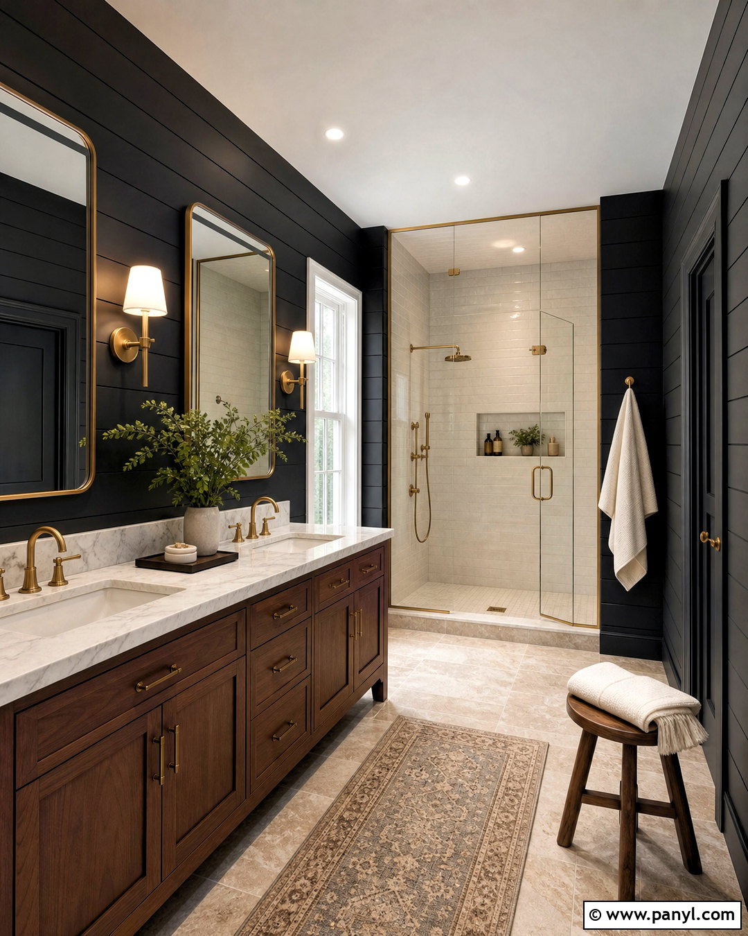 Black Shiplap Bathroom With Brass Fixtures - 20 black shiplap bathroom ideas