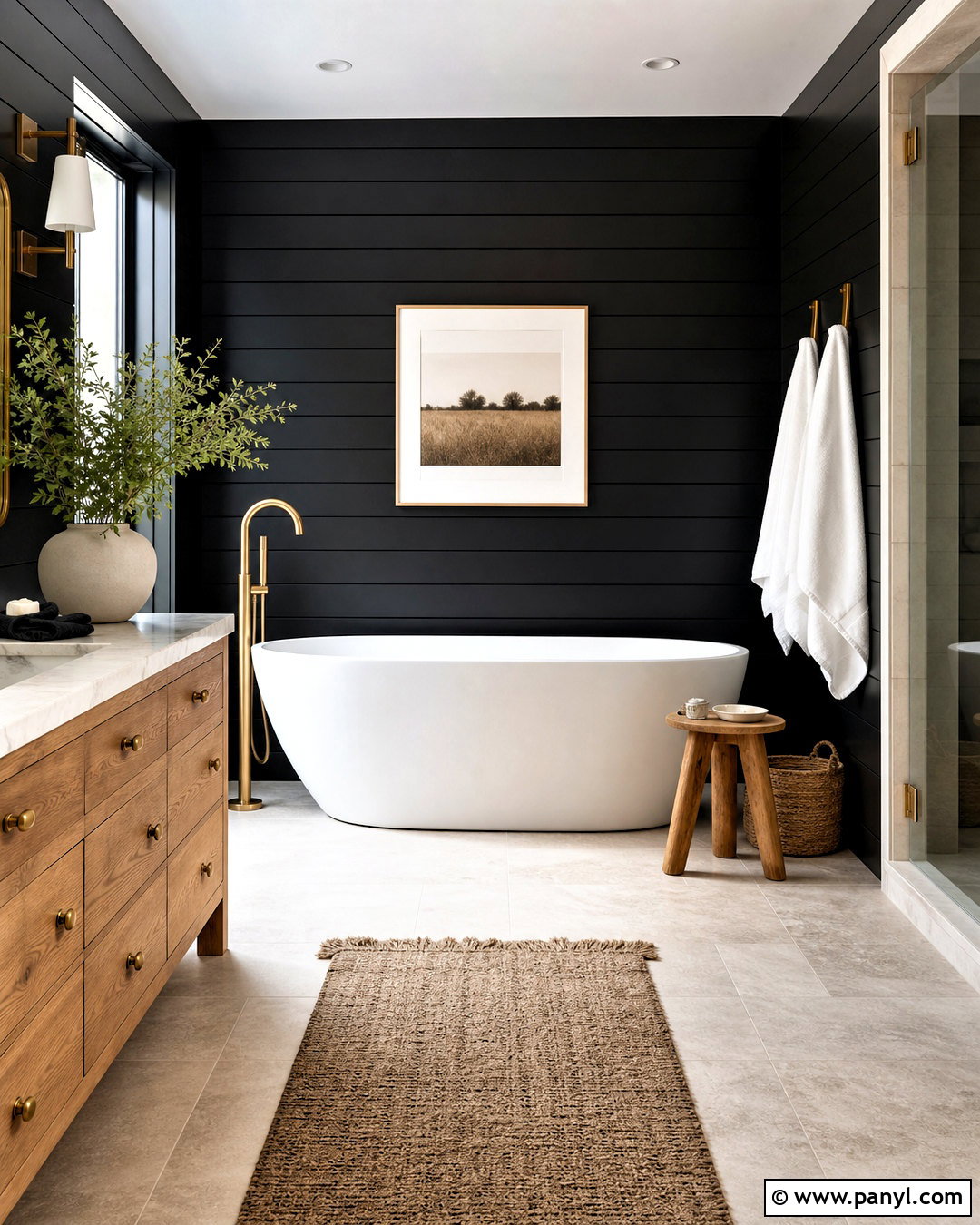 Black Shiplap Bathroom With Freestanding Tub - 20 black shiplap bathroom ideas
