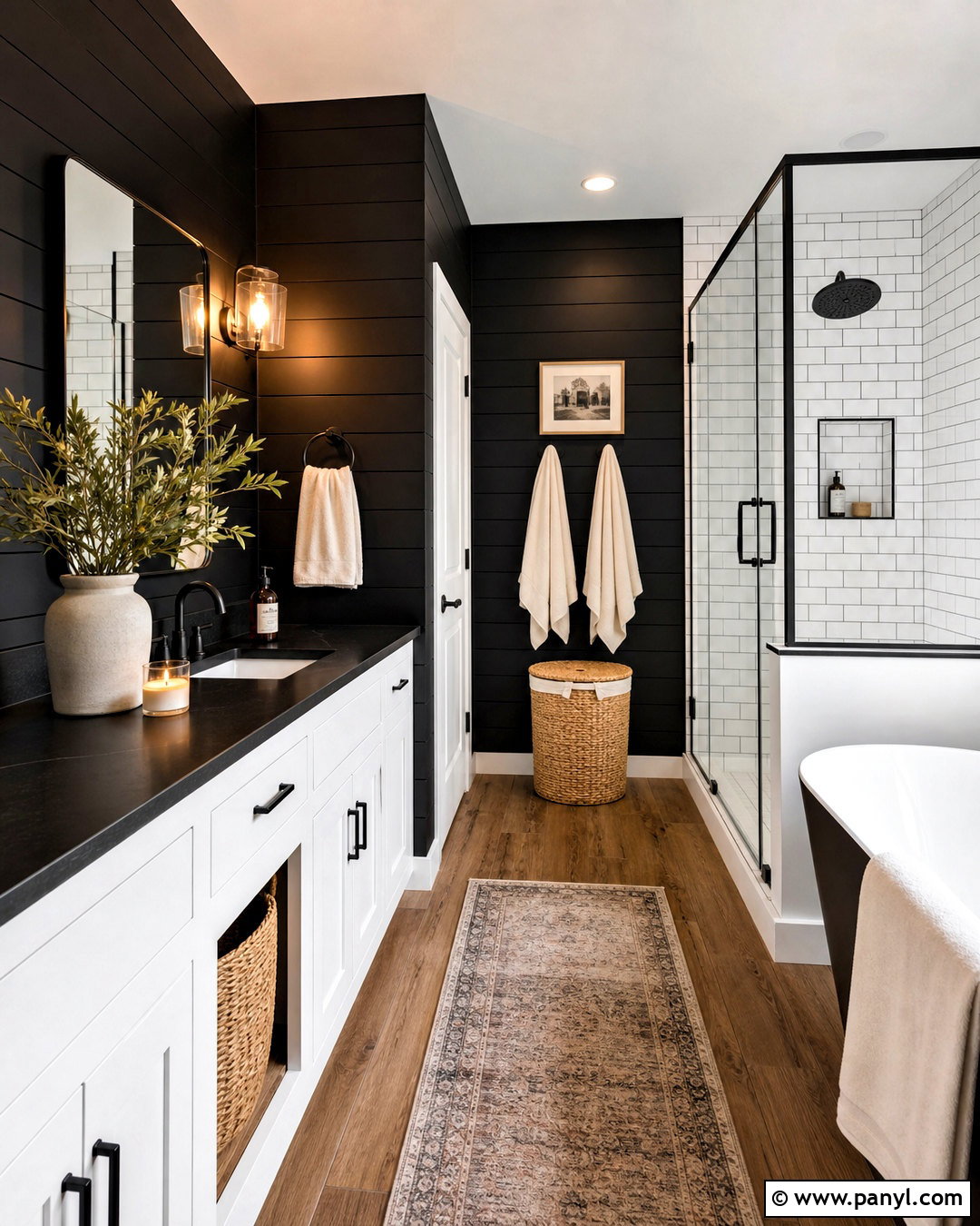 Black Shiplap Bathroom With Subway Tile - 20 black shiplap bathroom ideas