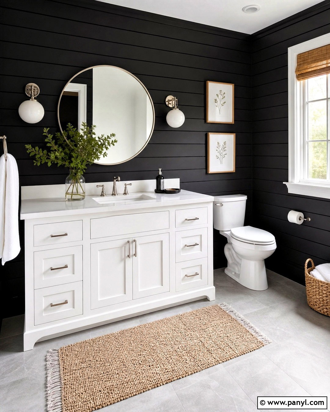 Black Shiplap Bathroom With White Vanity - 20 black shiplap bathroom ideas