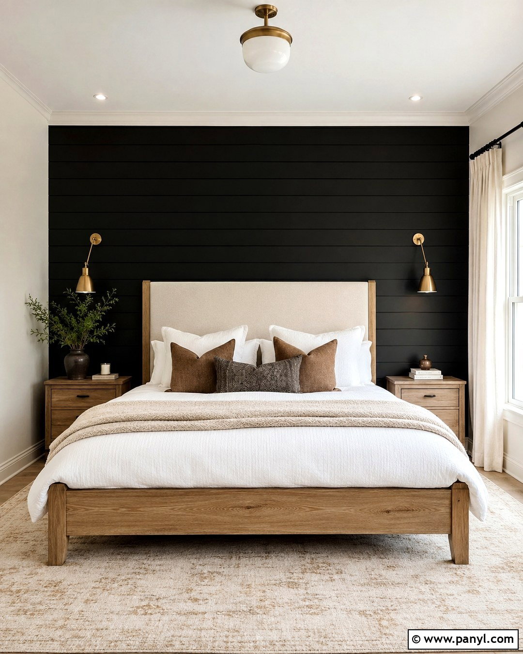 Black Shiplap Bedroom Accent Wall - 20 Dark Paint Accent Wall Ideas