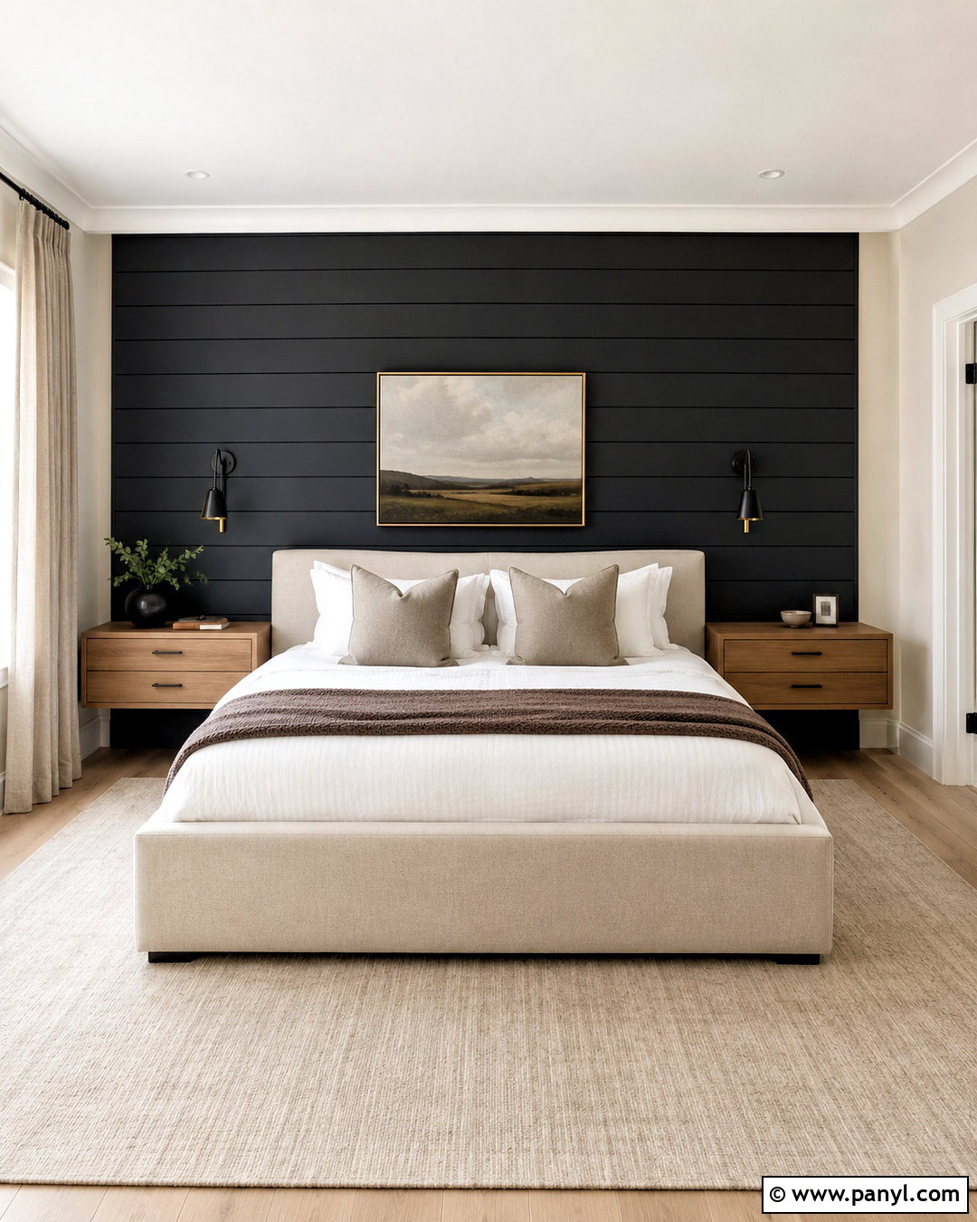 Black Shiplap Bedroom With Built-In Nightstands - 20 black shiplap wall bedroom ideas