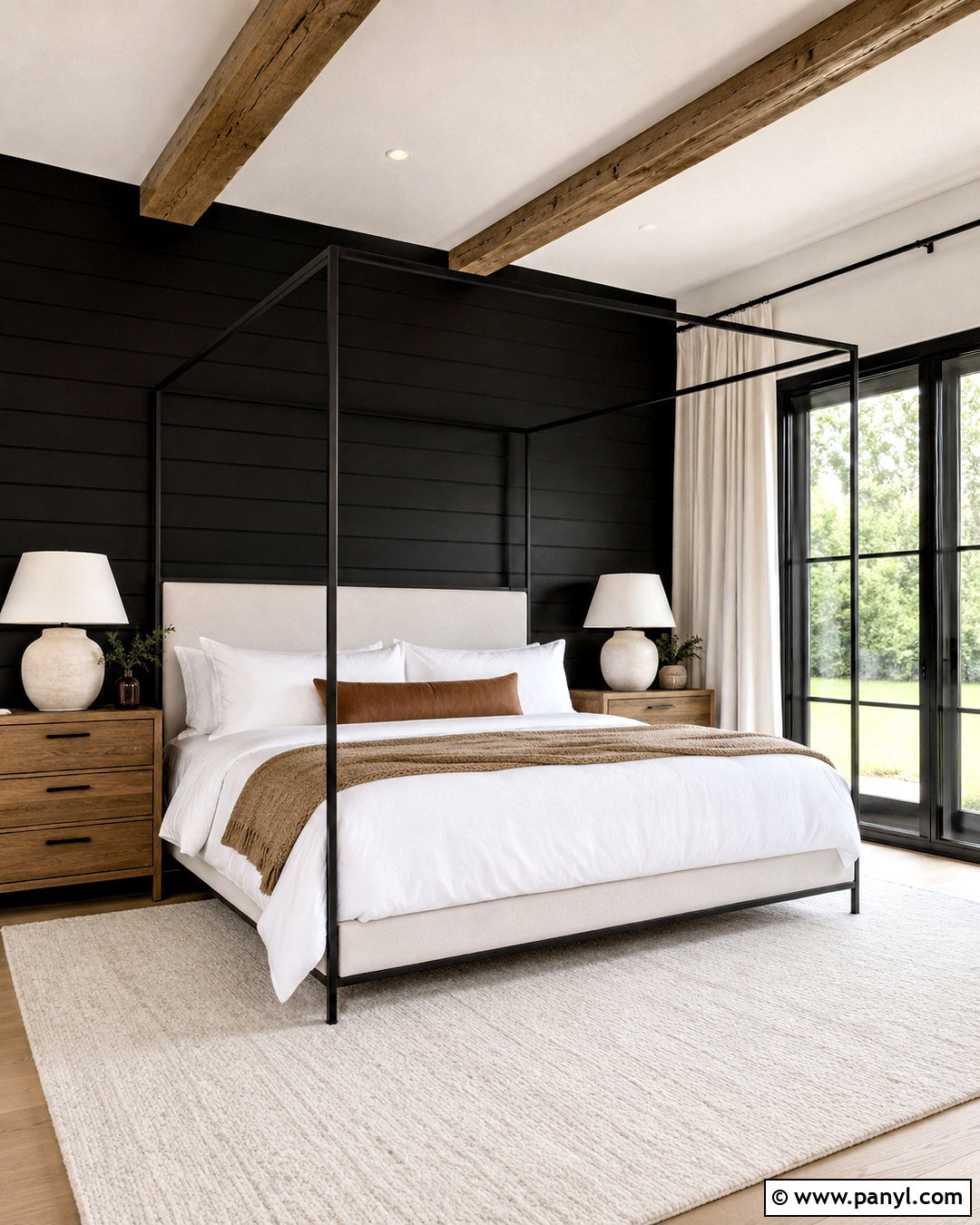 Black Shiplap Bedroom With Canopy Bed - 20 black shiplap wall bedroom ideas