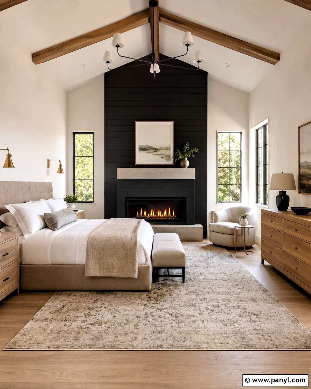 Black Shiplap Bedroom With Fireplace - 20 black shiplap wall bedroom ideas