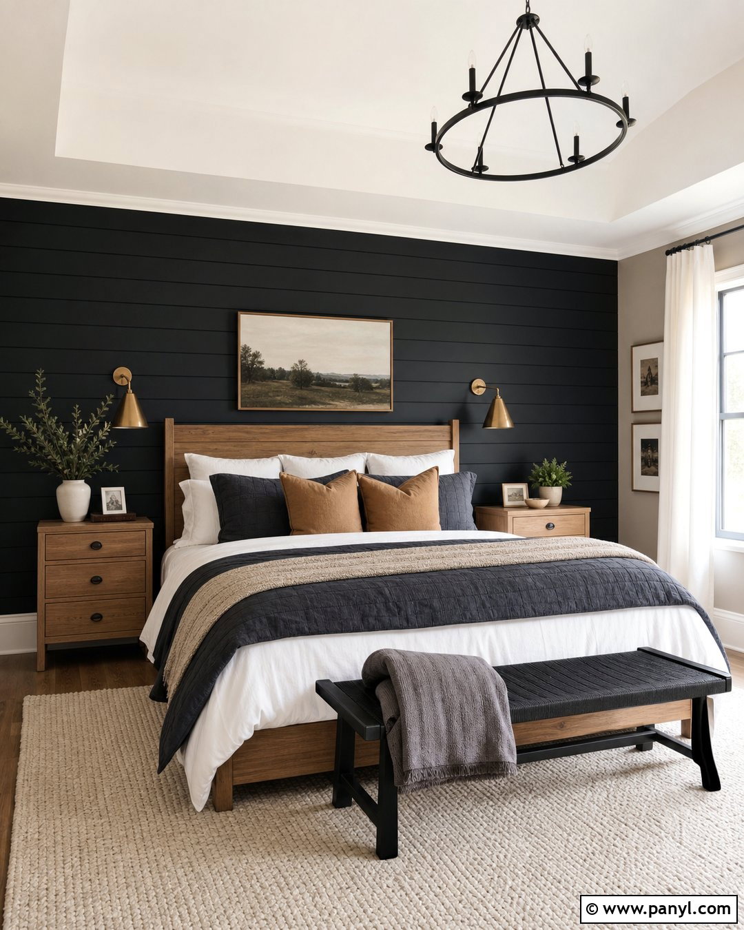 Black Shiplap Bedroom - 35 black painted room ideas