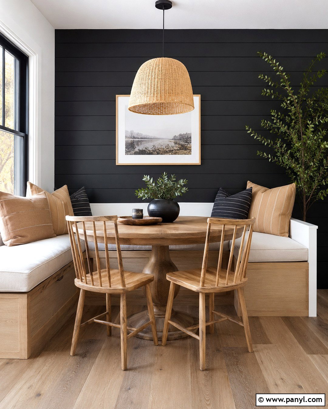 Black Shiplap Breakfast Nook Wall - 20 Black Painted Shiplap Walls