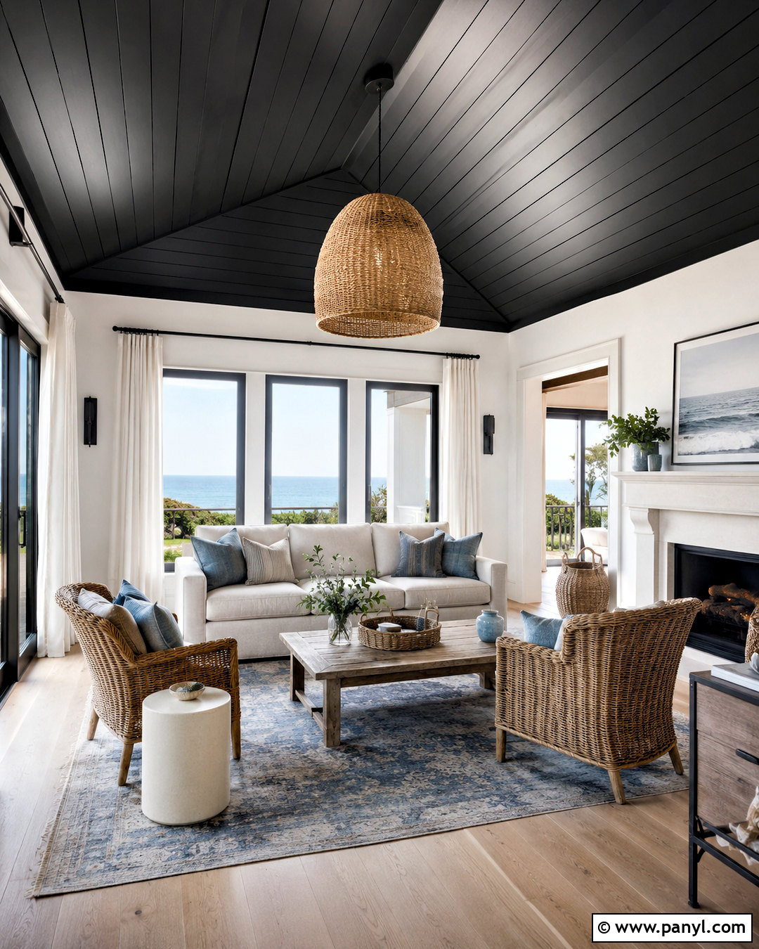 Black Shiplap Ceiling Coastal Living Room - 20 black shiplap ceiling ideas