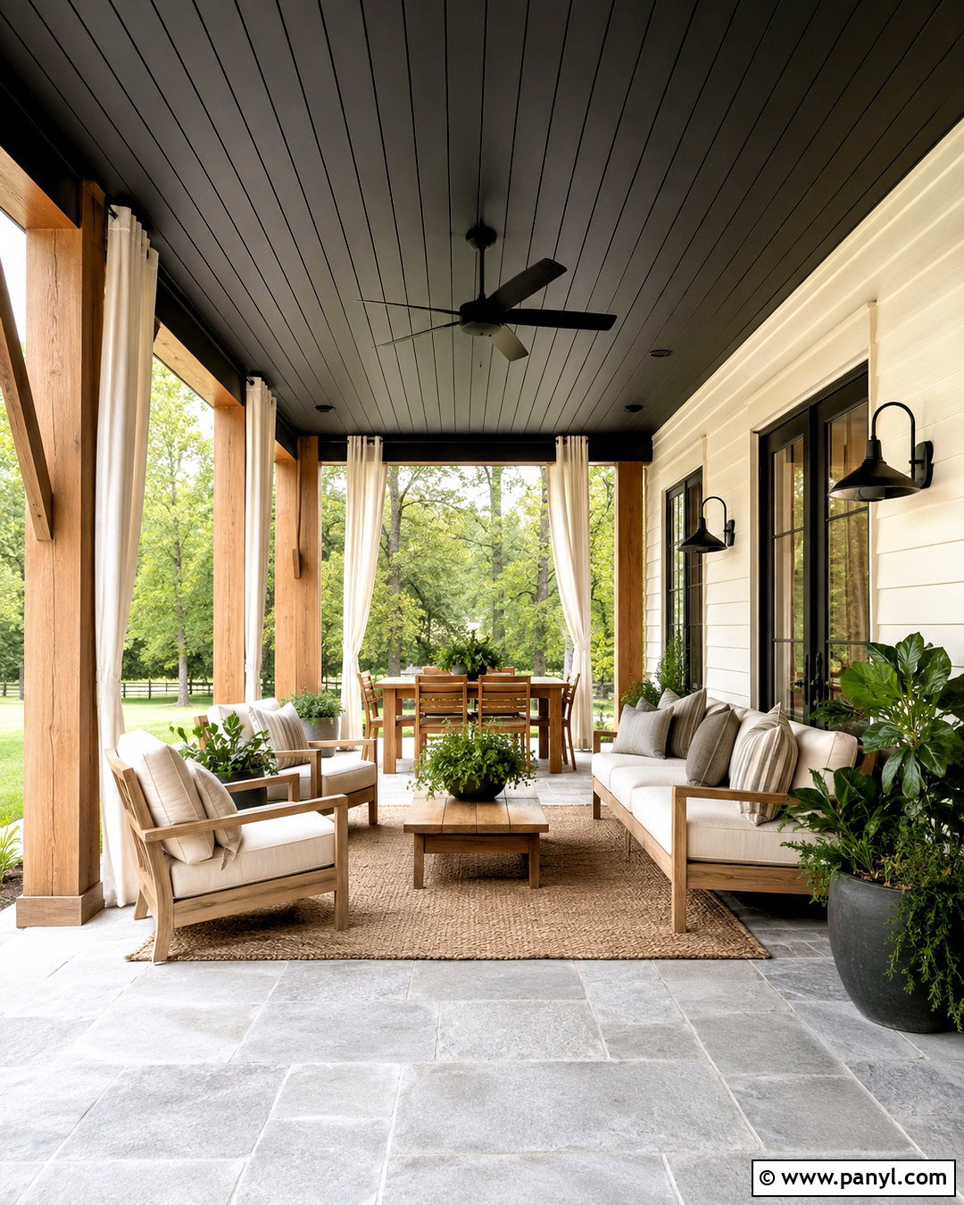 Black Shiplap Ceiling Covered Porch - 20 black shiplap ceiling ideas