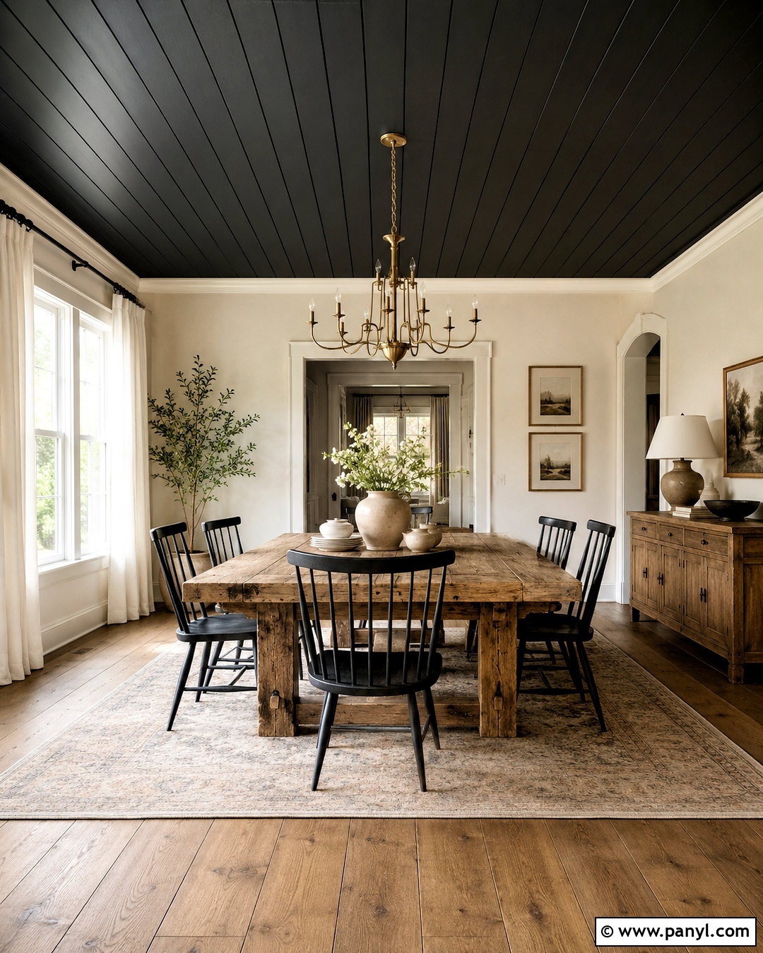 Black Shiplap Ceiling Farmhouse Dining Room - 20 black shiplap ceiling ideas