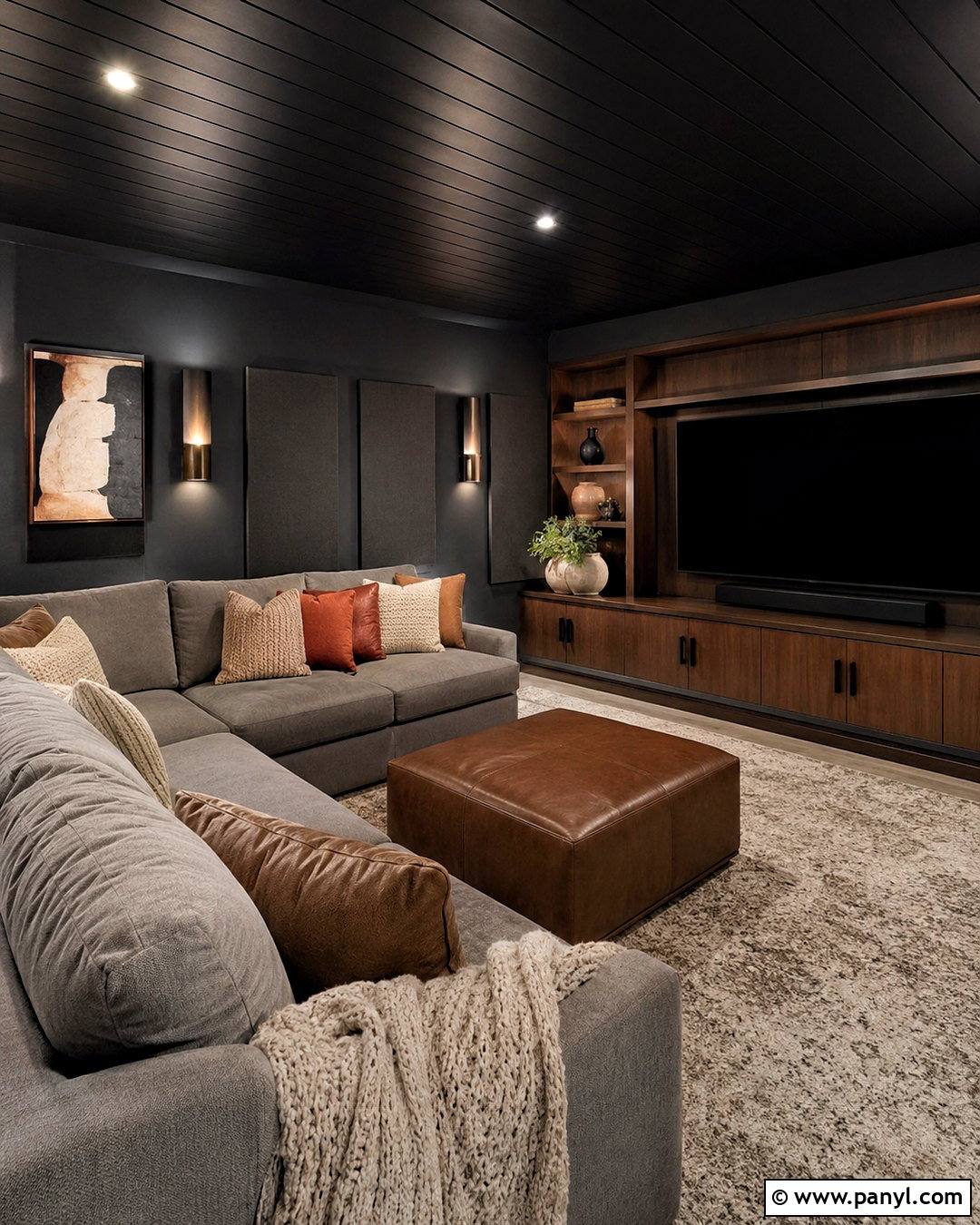 Black Shiplap Ceiling Media Room - 20 black shiplap ceiling ideas