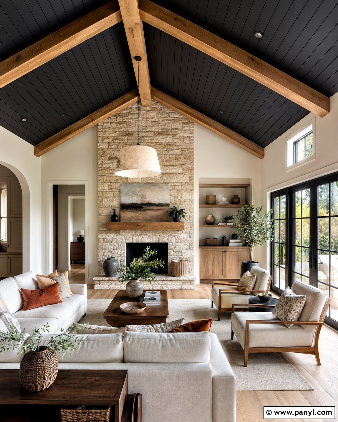 Black Shiplap Ceiling With Wood Beams - 20 black shiplap ceiling ideas