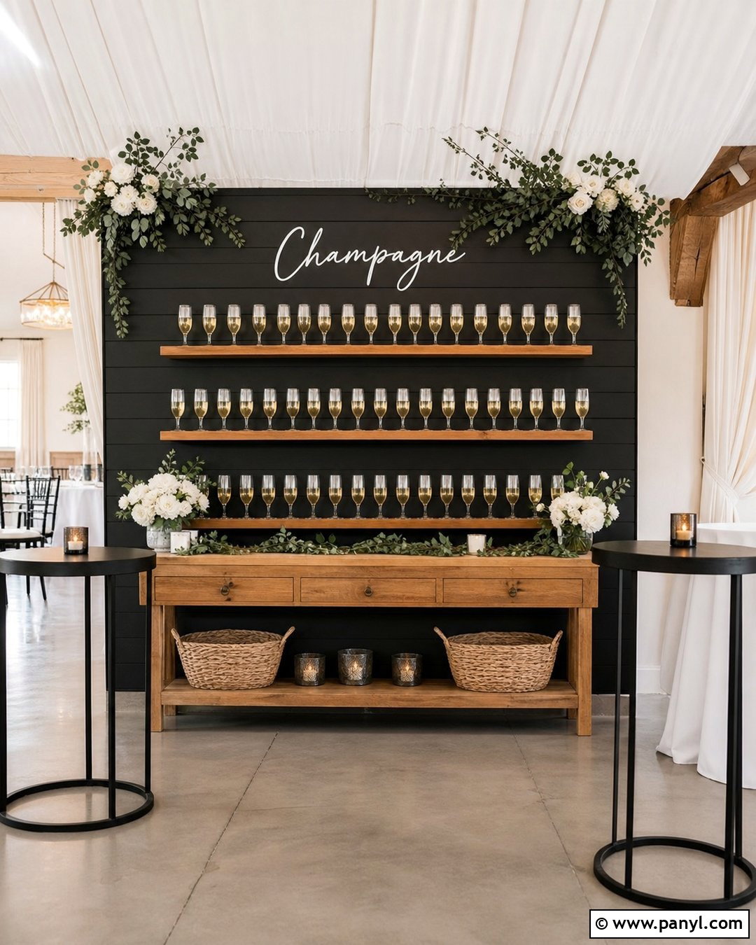 Black Shiplap Champagne Wall - 30 black champagne wall ideas