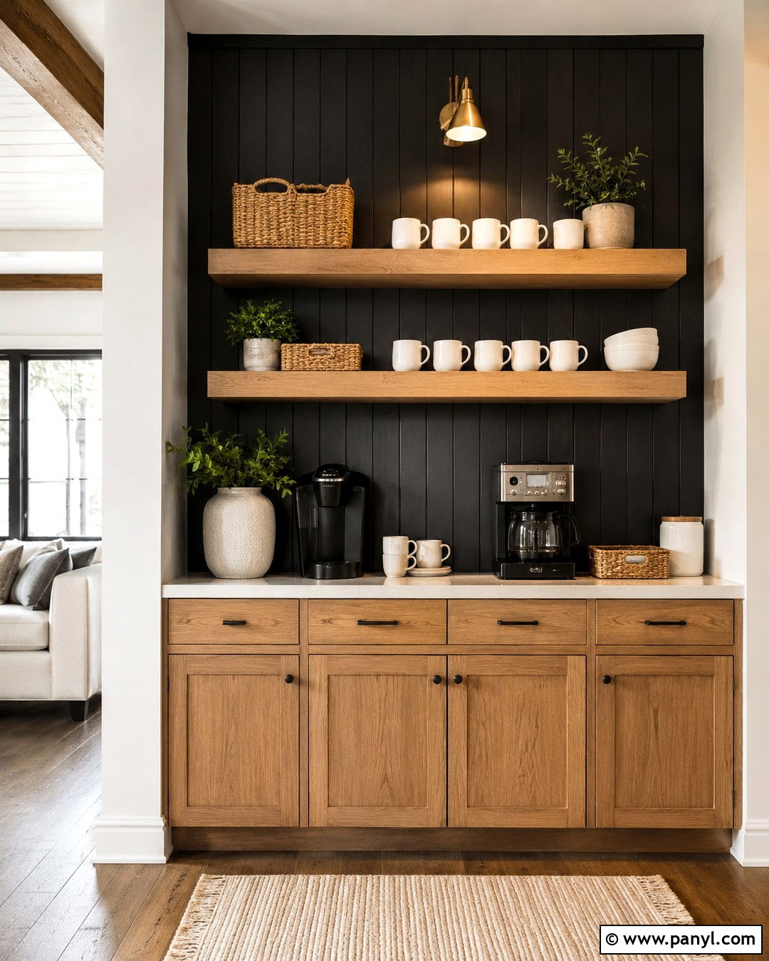 Black Shiplap Coffee Bar - 20 Black Accent Wall Coffee Bar Ideas