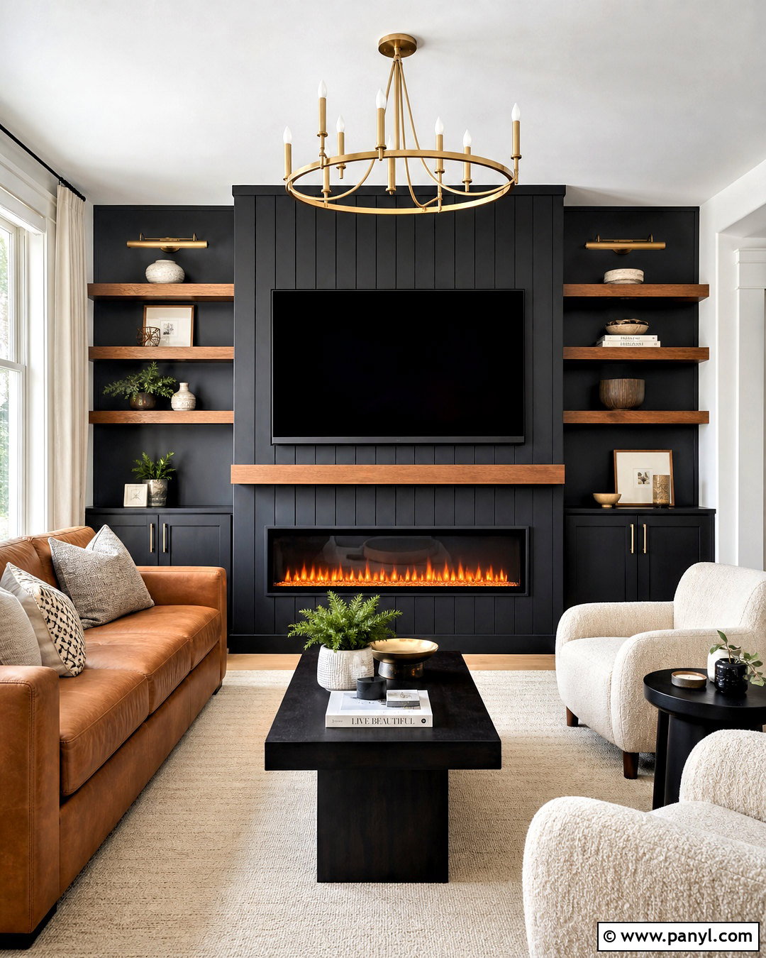 Black Shiplap Electric Fireplace With TV - 20 electric fireplace ideas with tv ideas