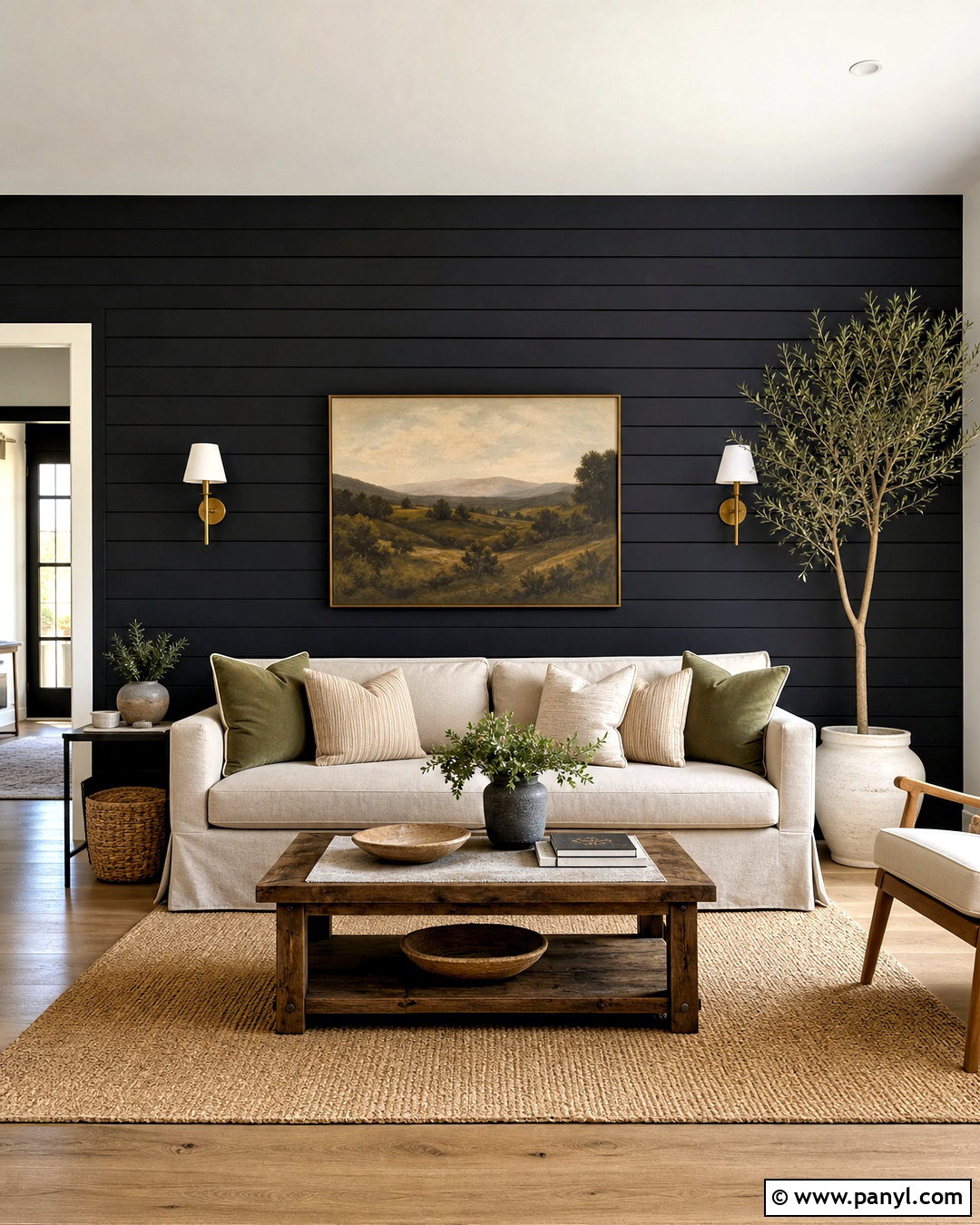 Black Shiplap Feature Wall - 20 black feature wall living room ideas