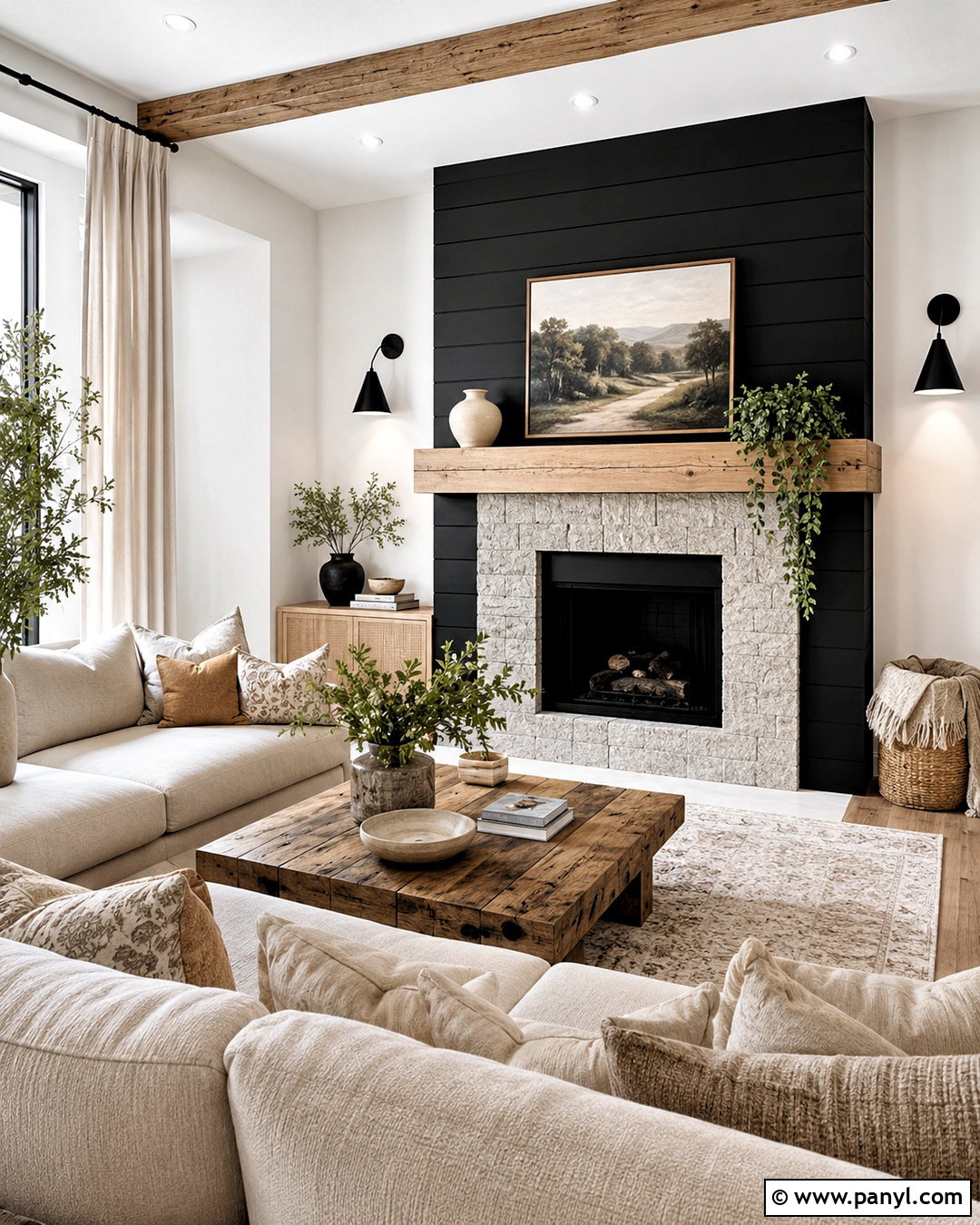 Black Shiplap Fireplace Wall - 40 Black Painted Walls
