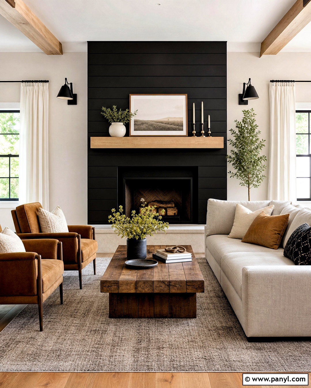 Black Shiplap Fireplace Wall - 20 black panel wall ideas