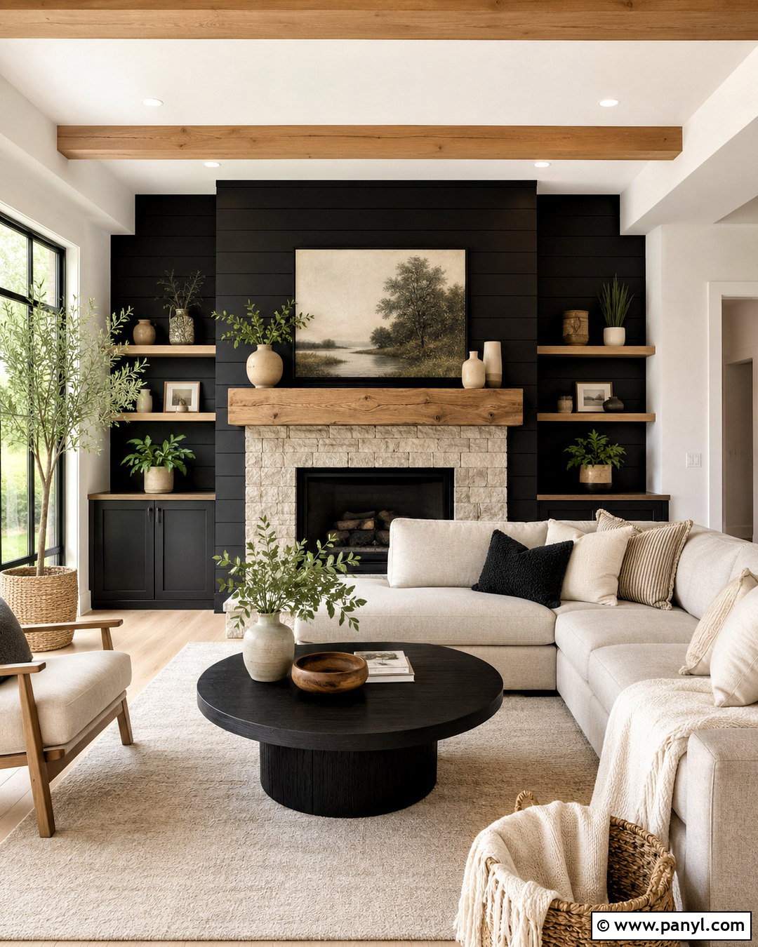 Black Shiplap Fireplace Wall - 20 black wood accent wall ideas