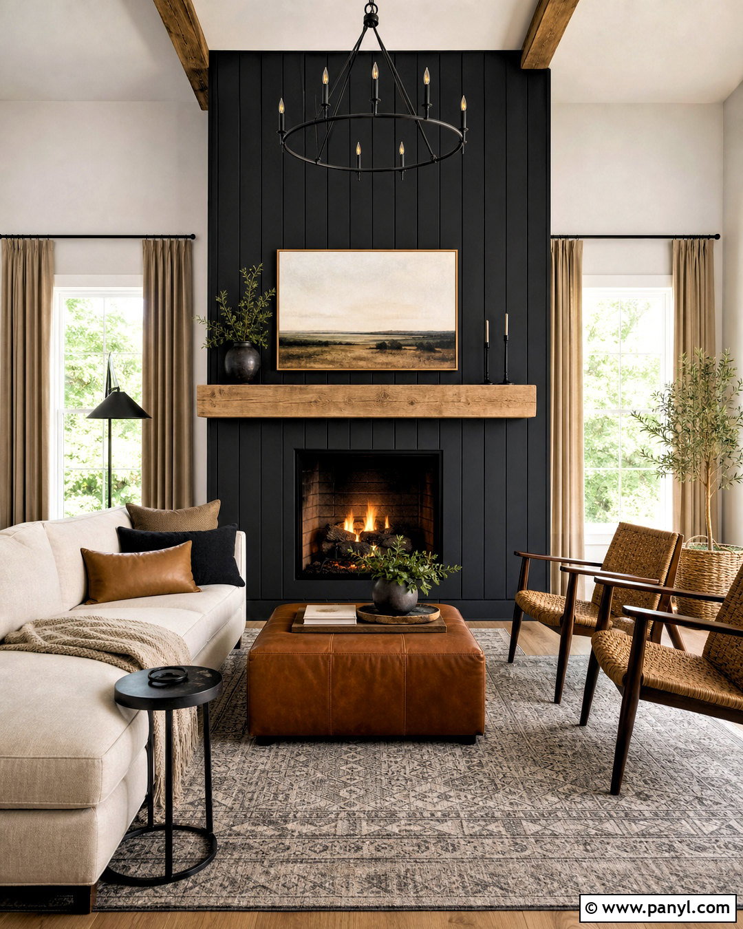 Black Shiplap Fireplace Wall - 20 dark fireplace wall ideas