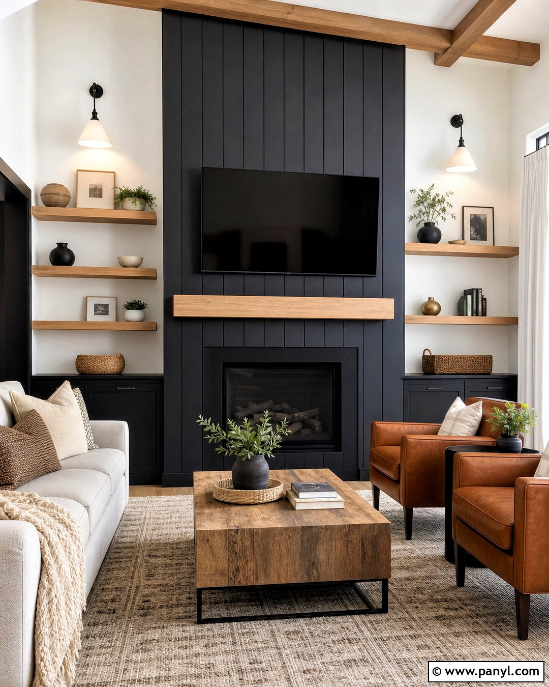 Black Shiplap Fireplace Wall With TV - 20 fireplace wall ideas with tv ideas