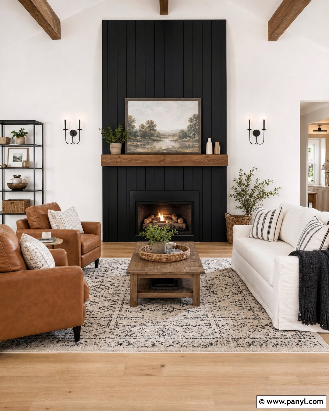 Black Shiplap Fireplace With White Walls - 35 Black Fireplace White Walls