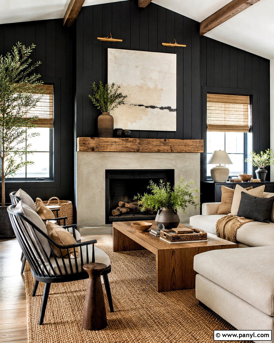 Black Shiplap Fireplace - 20 moody fireplace ideas