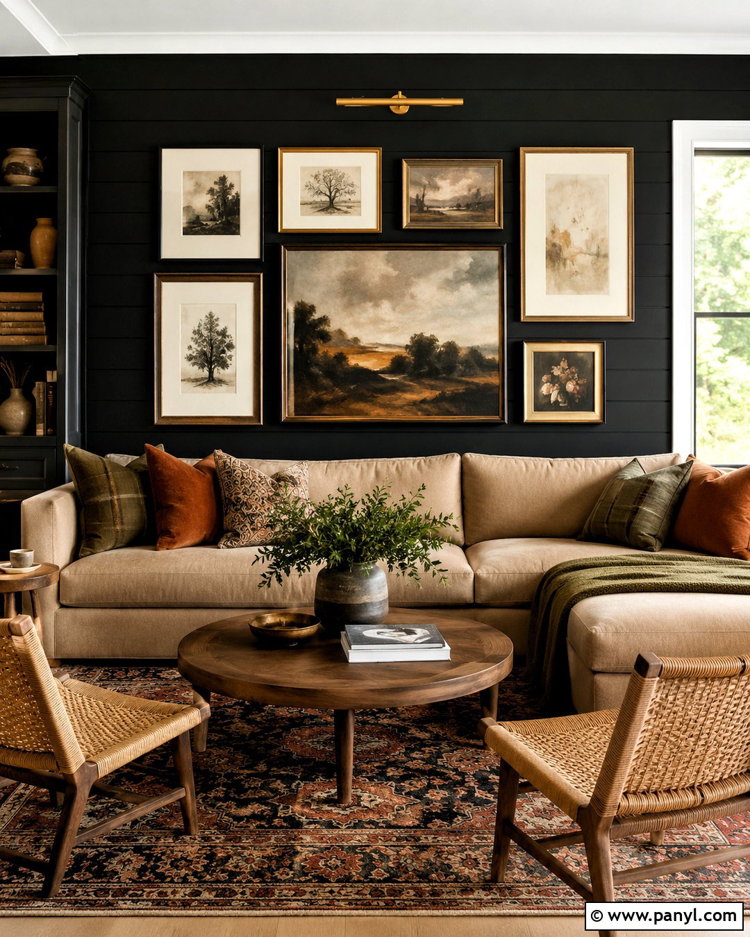 Black Shiplap Gallery Wall - 20 black shiplap wall living room ideas