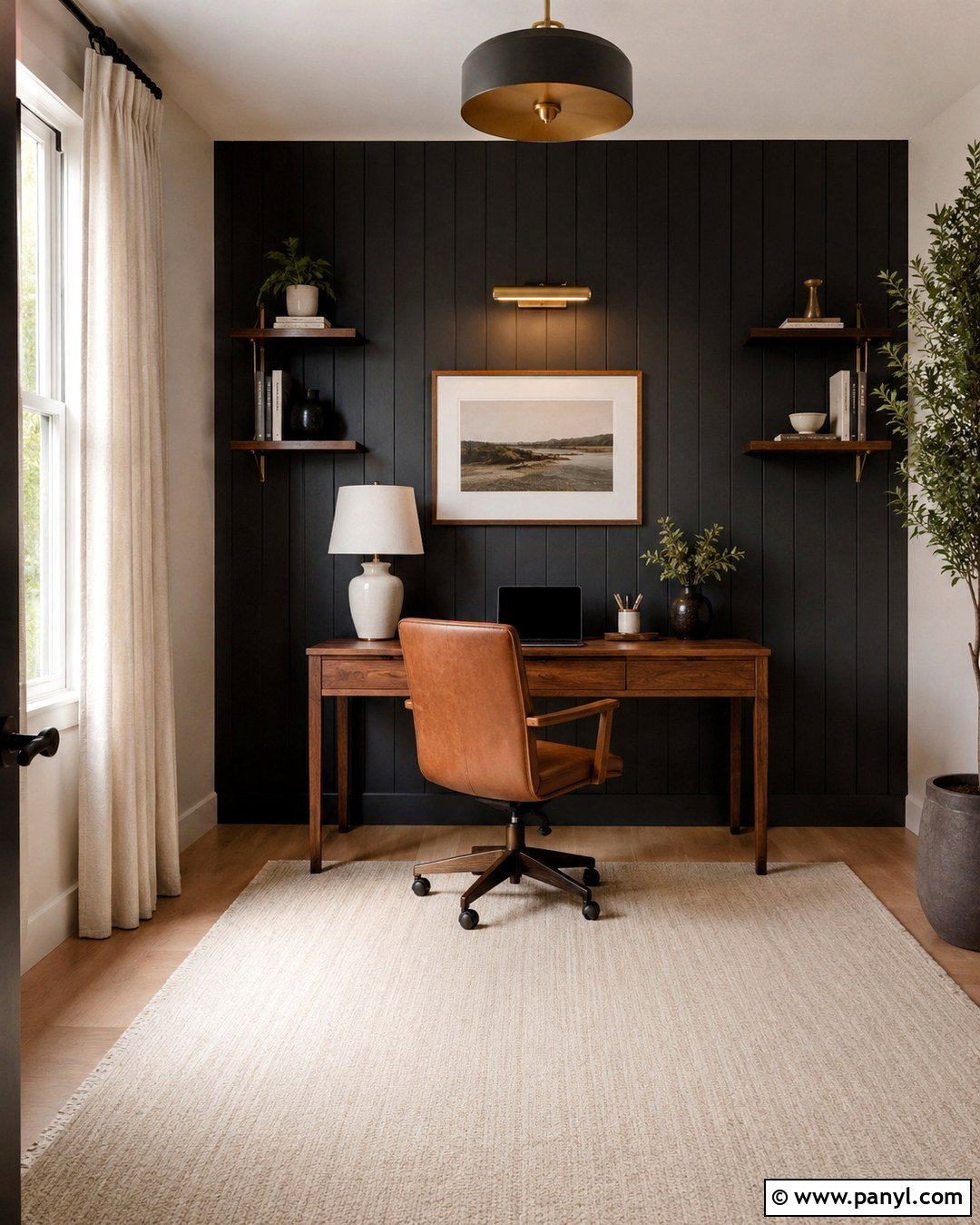 Black Shiplap Home Office Wall - 20 Black Painted Shiplap Walls