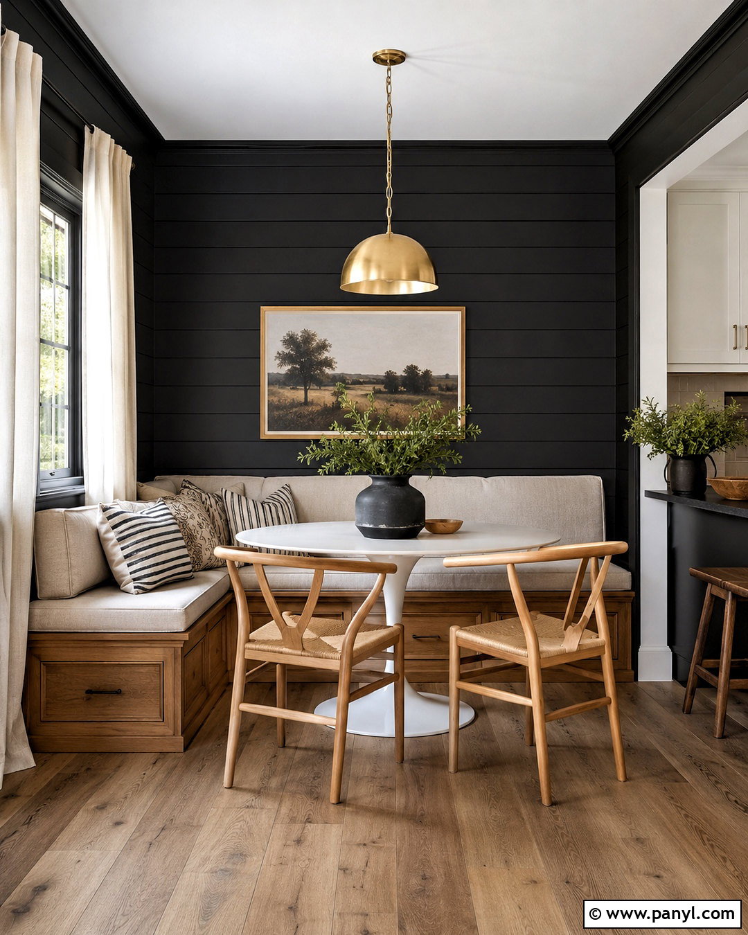 Black Shiplap Kitchen Banquette - 20 dark shiplap wall ideas