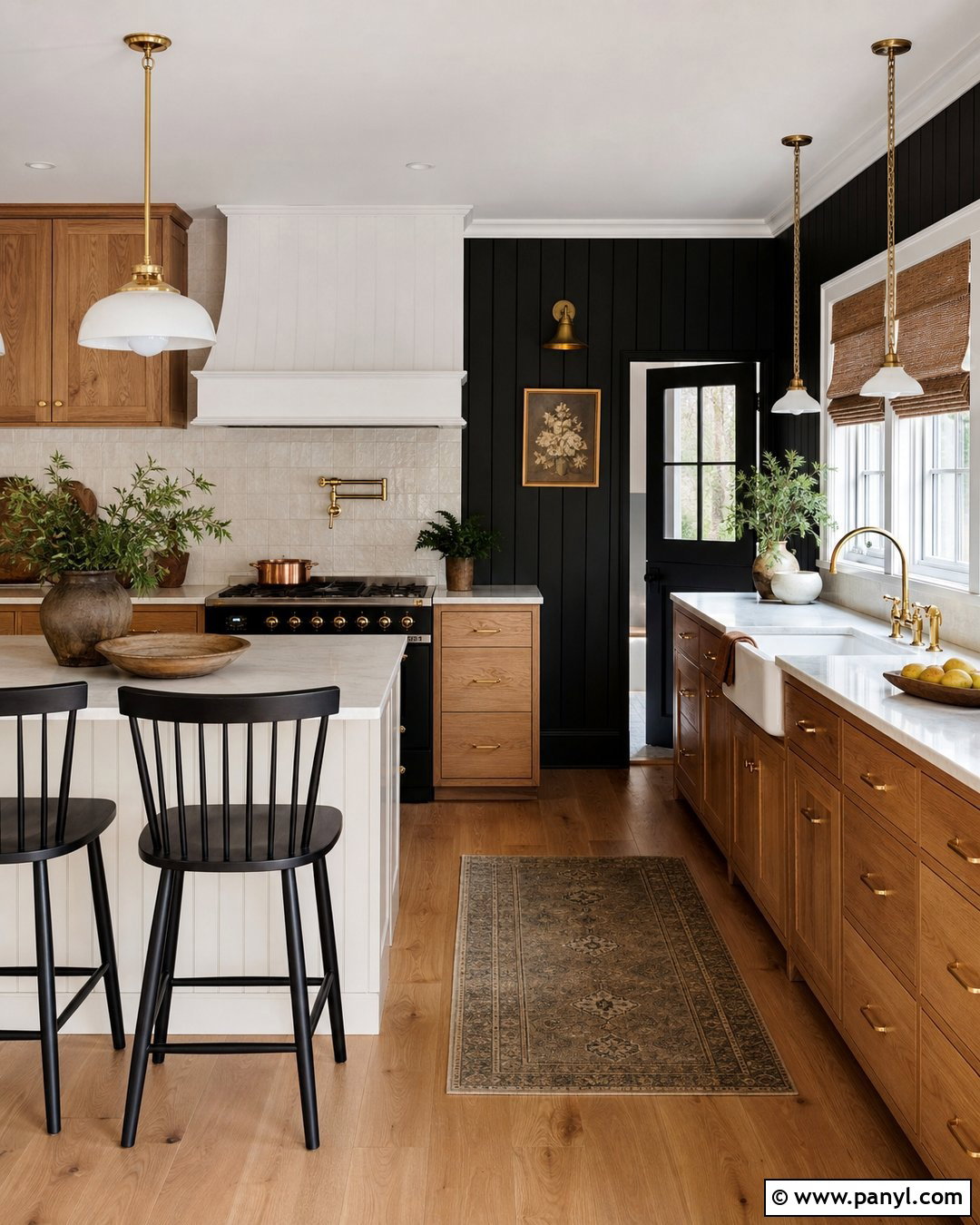 Black Shiplap Kitchen Walls With Brown Cabinets - 20 Black Kitchen Walls With Brown Cabinets