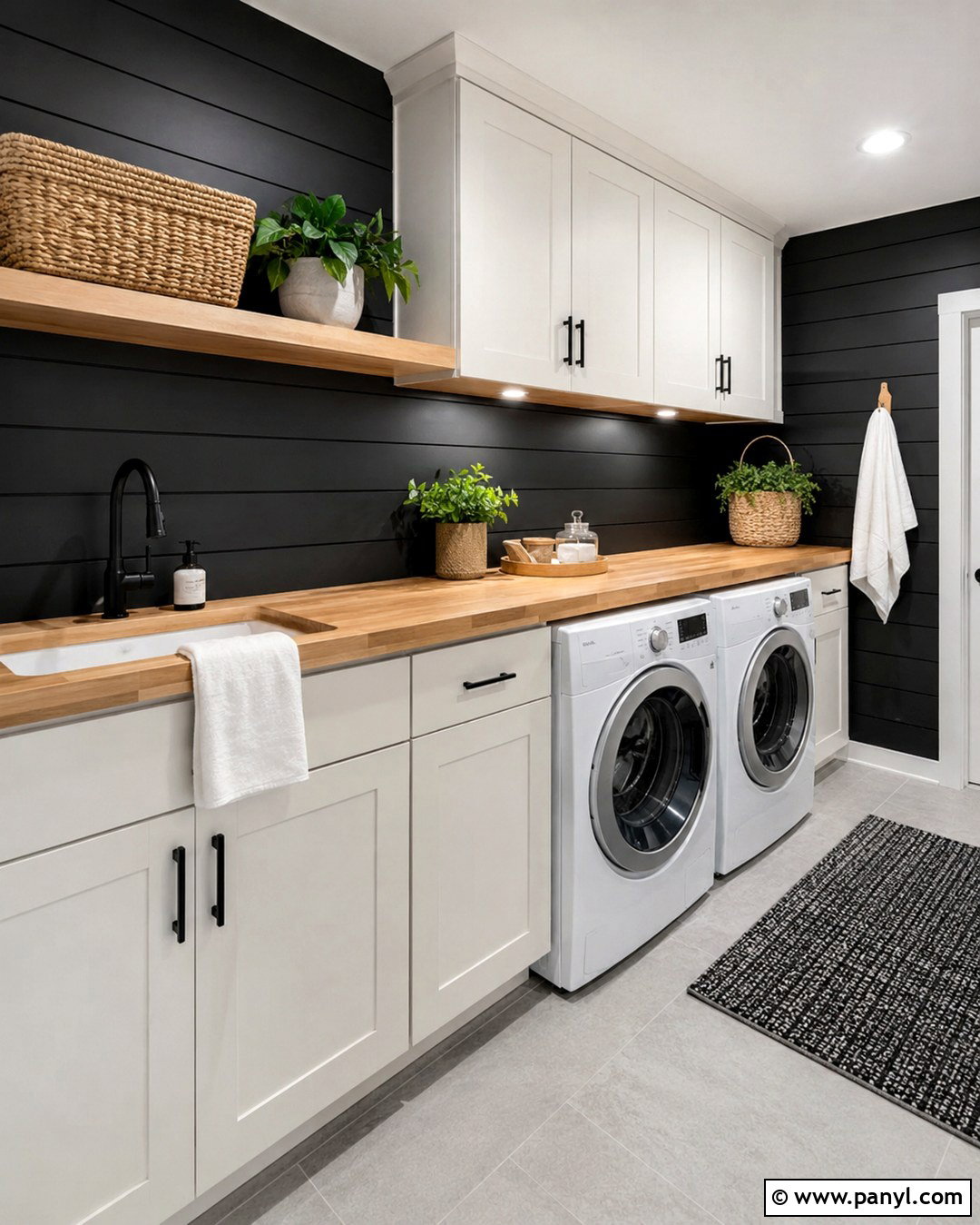 Black Shiplap Laundry Room Wall - 20 Black Painted Shiplap Walls