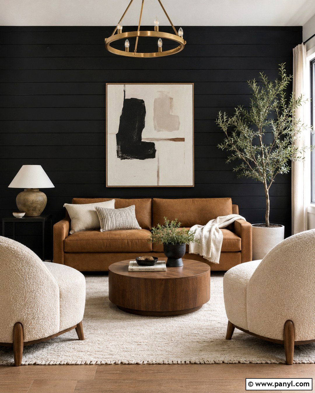 Black Shiplap Living Room Accent Wall - 20 Black Painted Shiplap Walls